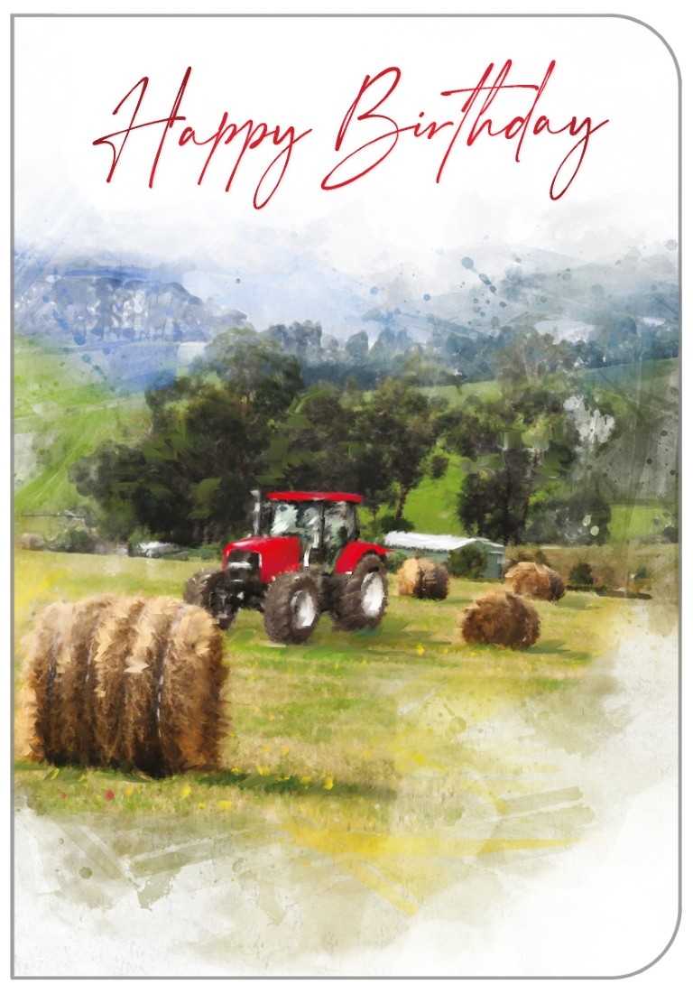BIRTHDAY CARDS,6`s Tractor & Hay Bales