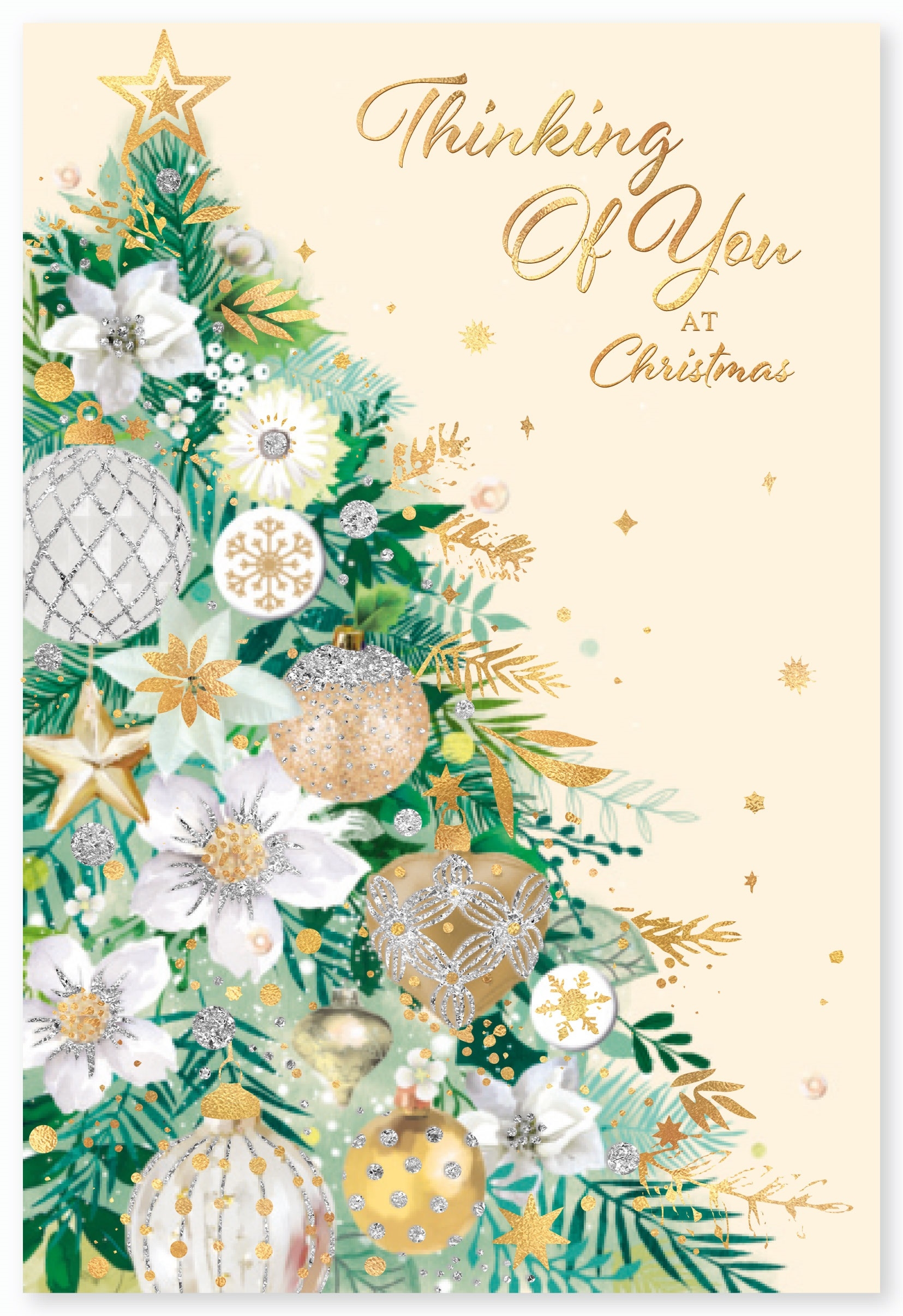 XMAS CARDS,Thinking of You 6`s Floral Tree