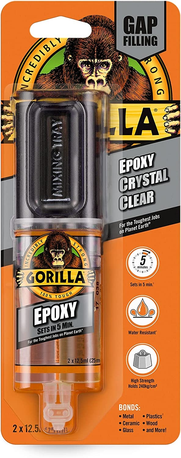 GORILLA EPOXY CRYSTAL CLEAR, Water Resistant, 25ml H/pk CDU [Splittable]