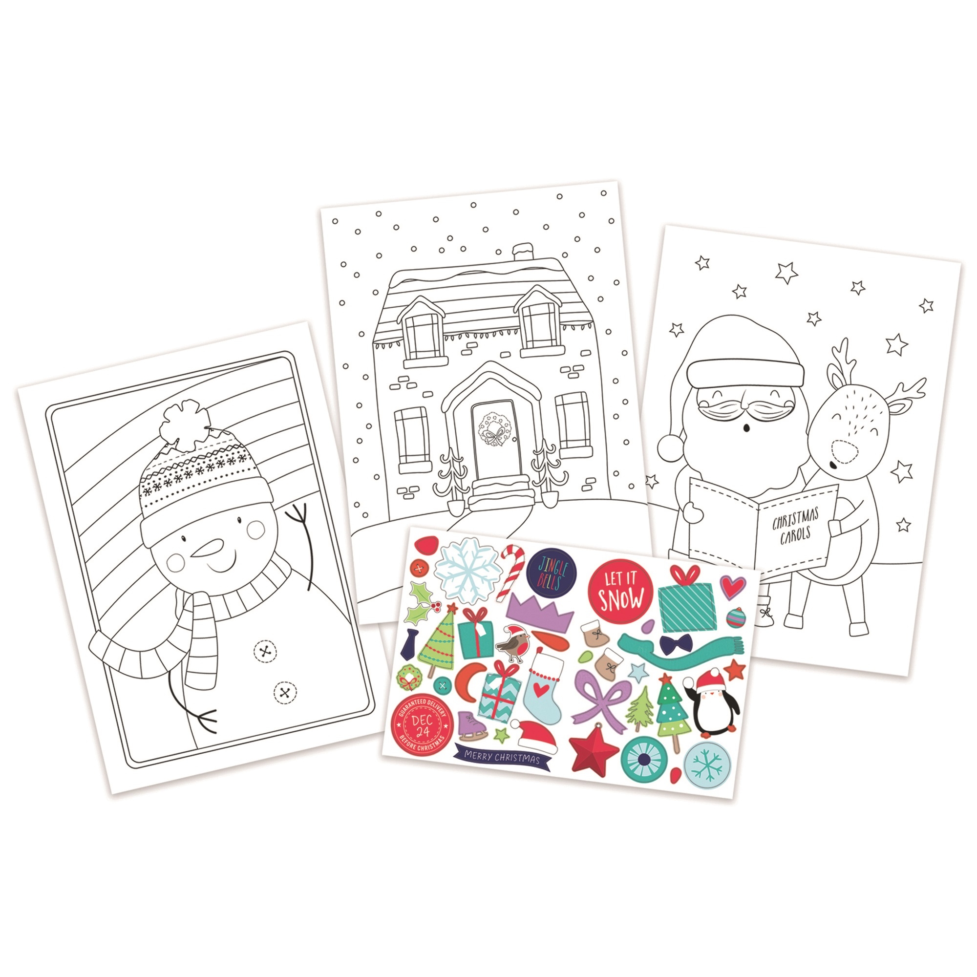 COLOURING AND STICKER BOOK, Christmas 36 Pages Asst [Packs Only]