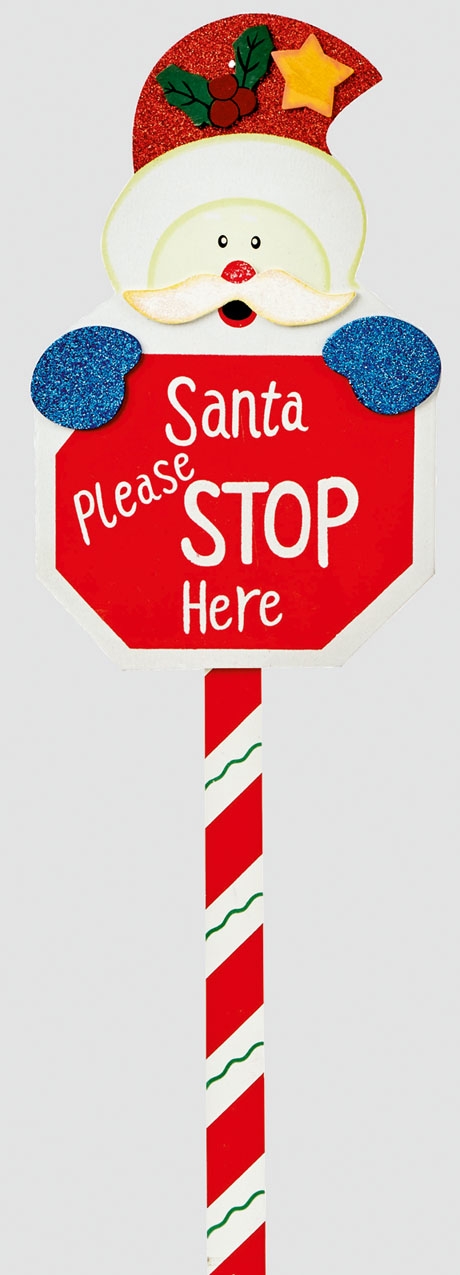 SIGN,Santa Stop Here Wooden 76cm Assorted Designs [Splittable]