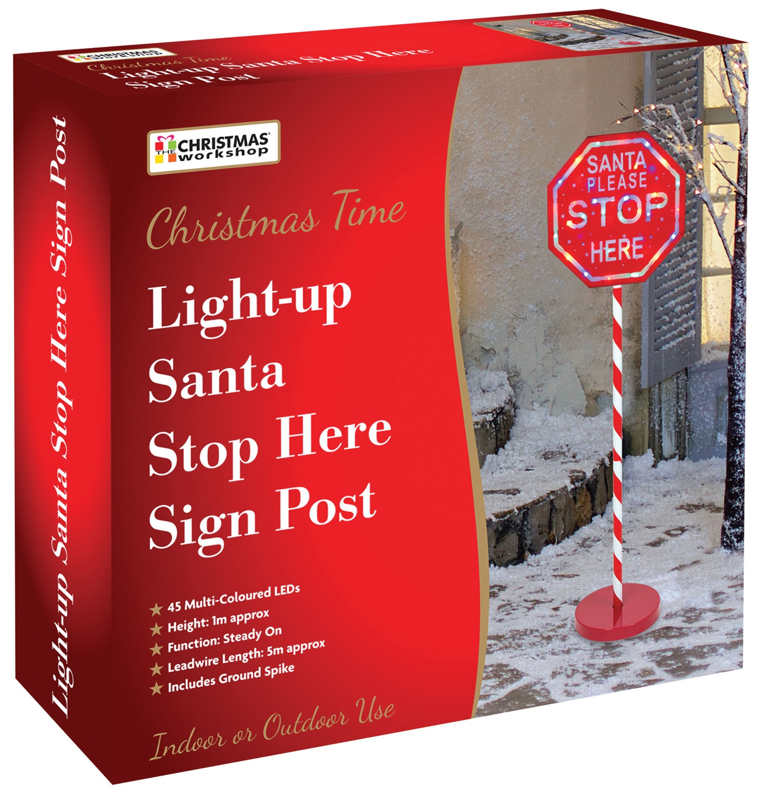 SIGN,Santa Stop Here 1M Light Up (Was 29.99)