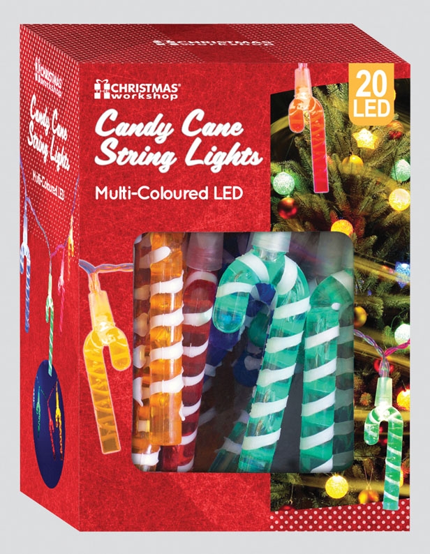 LIGHTS,LED Candy Cane Multi Coloured 20`s [Splittable]