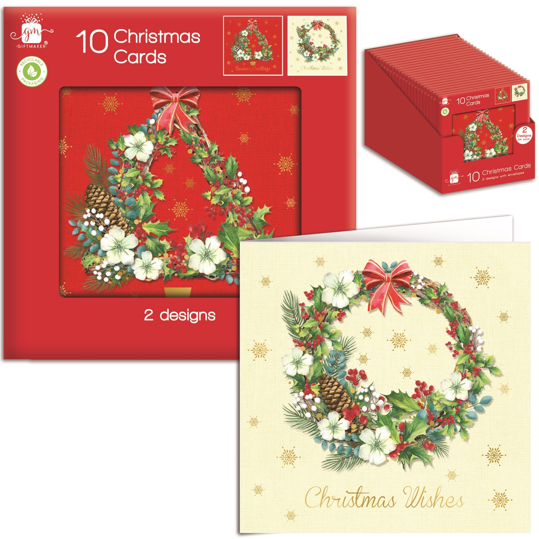 BOXED CARDS,Tree & Wreath Square 10`s [Splittable]