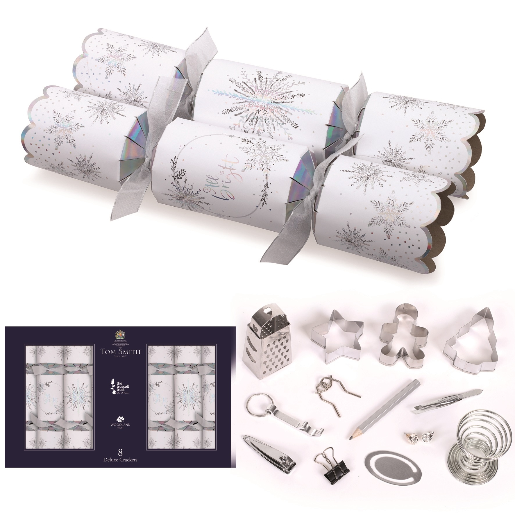 CRACKERS,32cm Silver & White 8`s