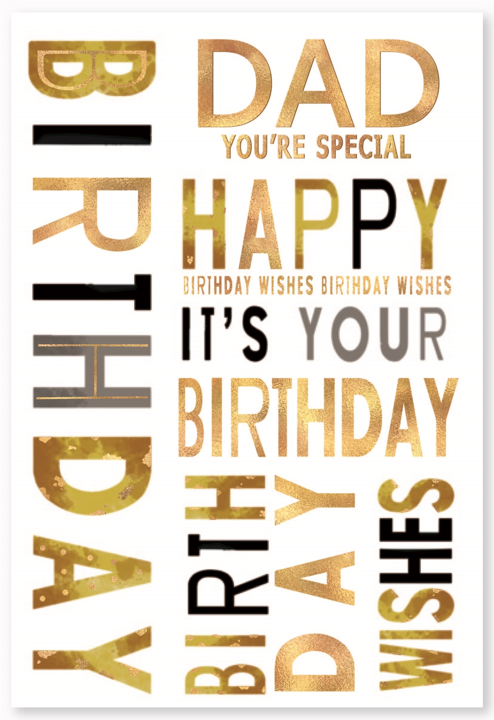 BIRTHDAY CARDS,Dad 6`s Gold Text