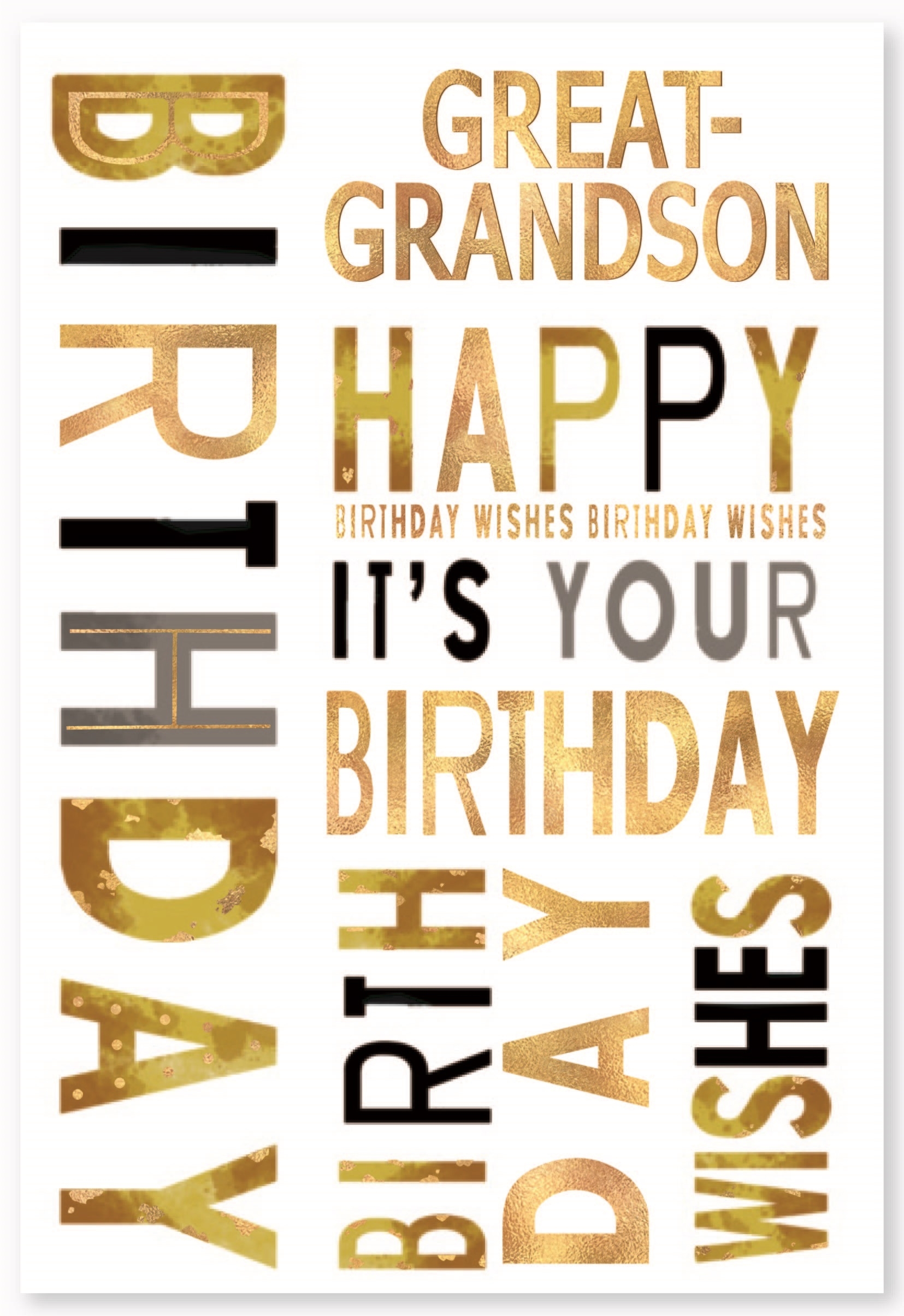 BIRTHDAY CARDS,Great Grandson 6`s Gold Text