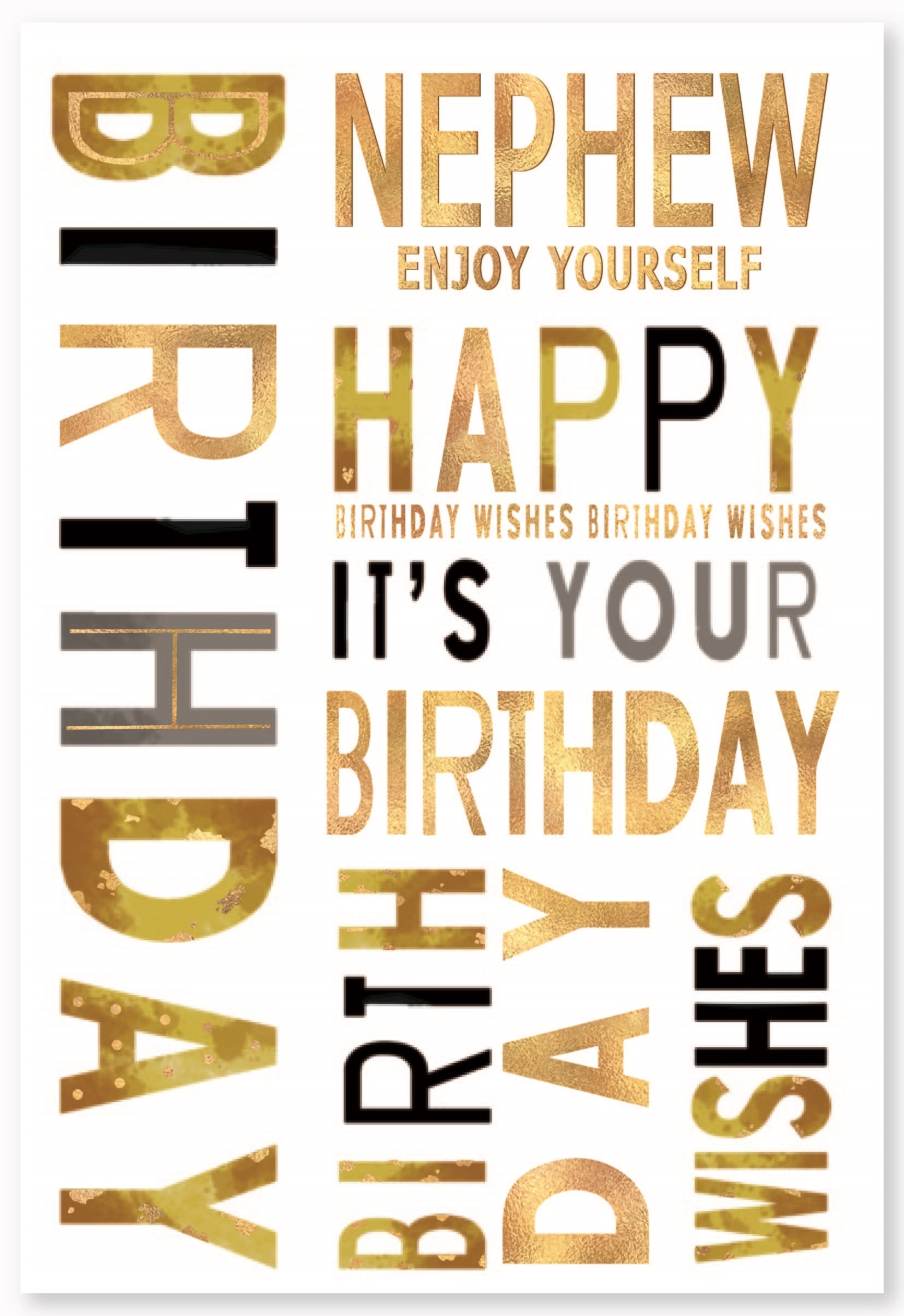 BIRTHDAY CARDS,Nephew 6`s Gold Text