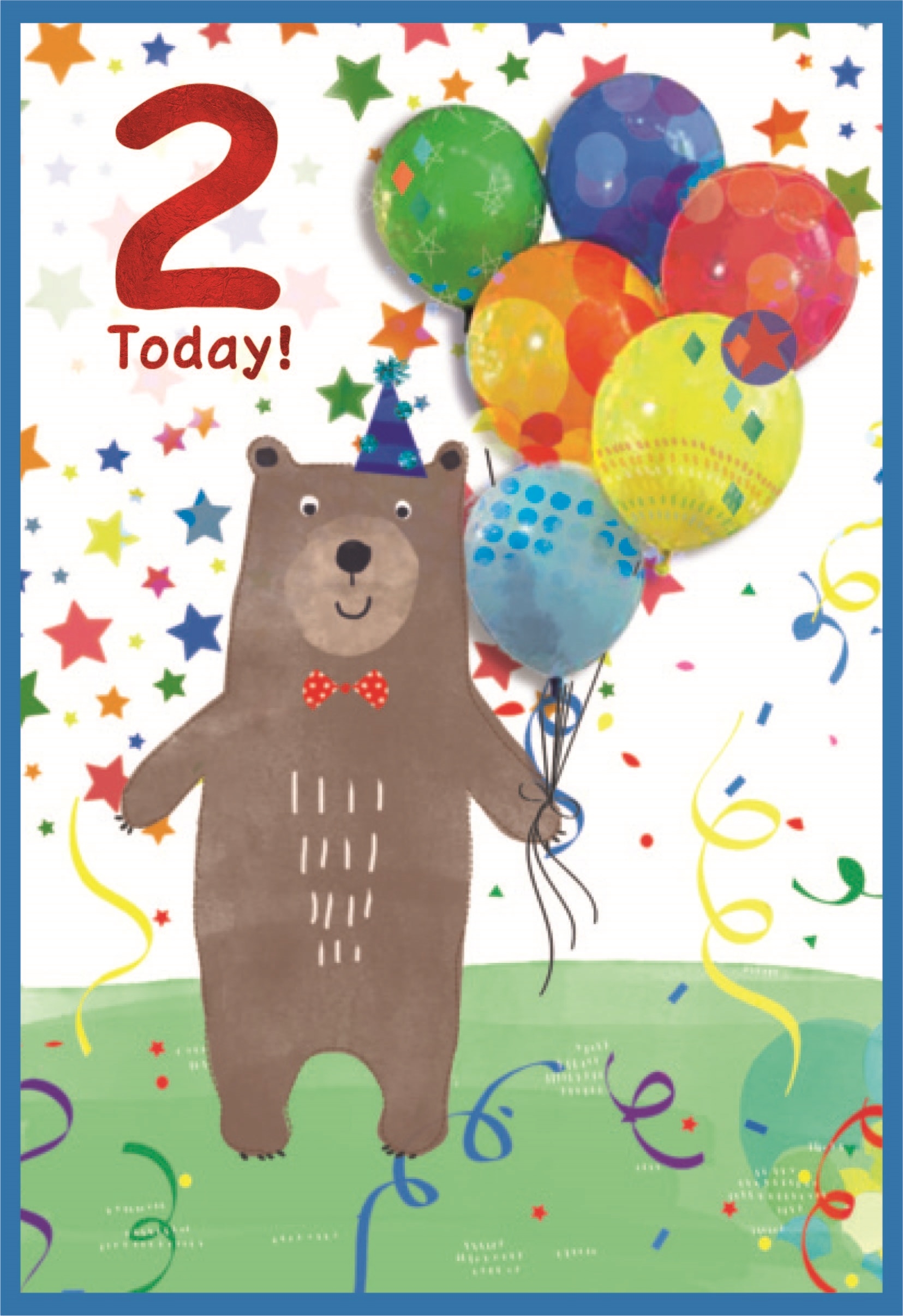 AGE 2 CARDS,Male 6`s Bear & Balloons