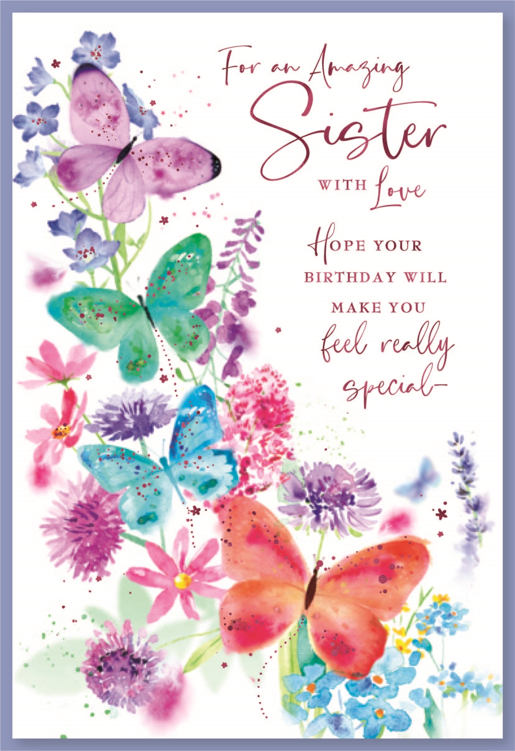 BIRTHDAY CARDS,Sister 6`s Butterflies & Flowers