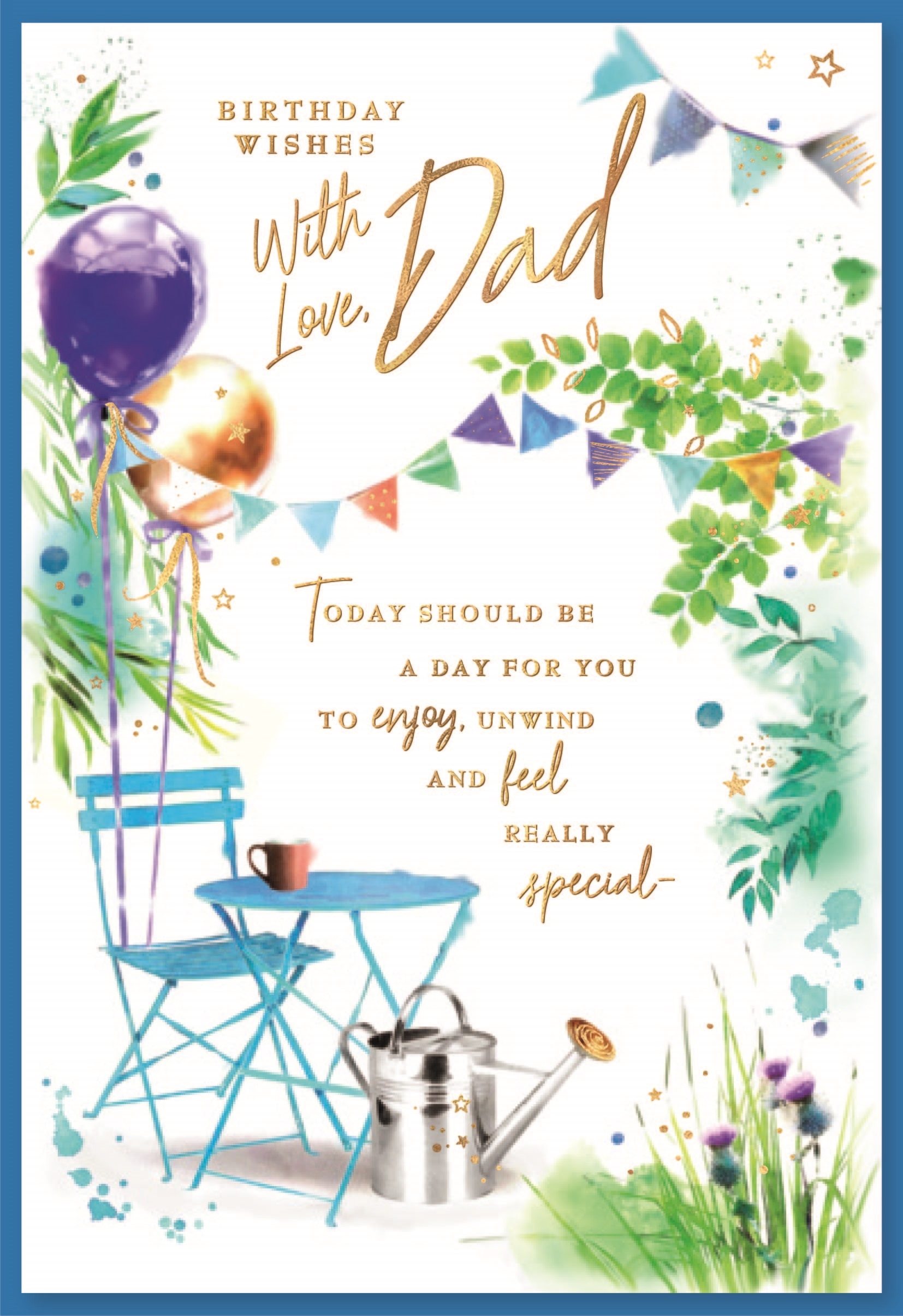 BIRTHDAY CARDS,Dad 6`s Garden Seat & Bunting