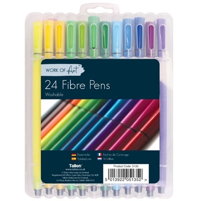 FIBRE PENS,Washable Work of Art 24`s Asst.Cols H/pk [Splittable]