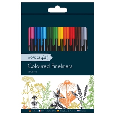 COLOURED FINELINERS Work of Art 12`s Asst.Cols H/pk [Splittable]