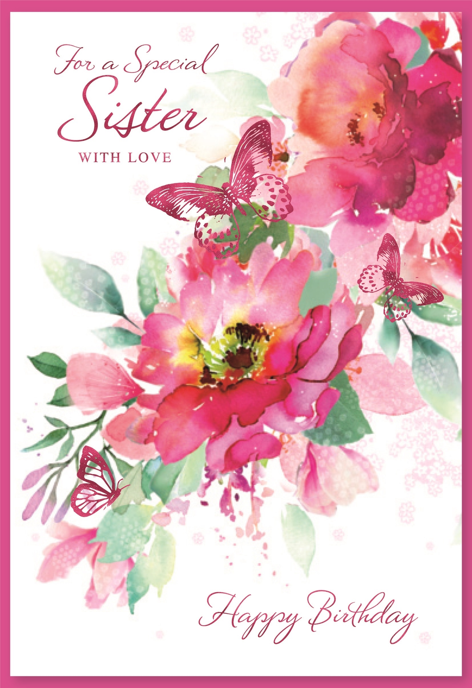 BIRTHDAY CARDS,Sister 6`s Floral Butterflies
