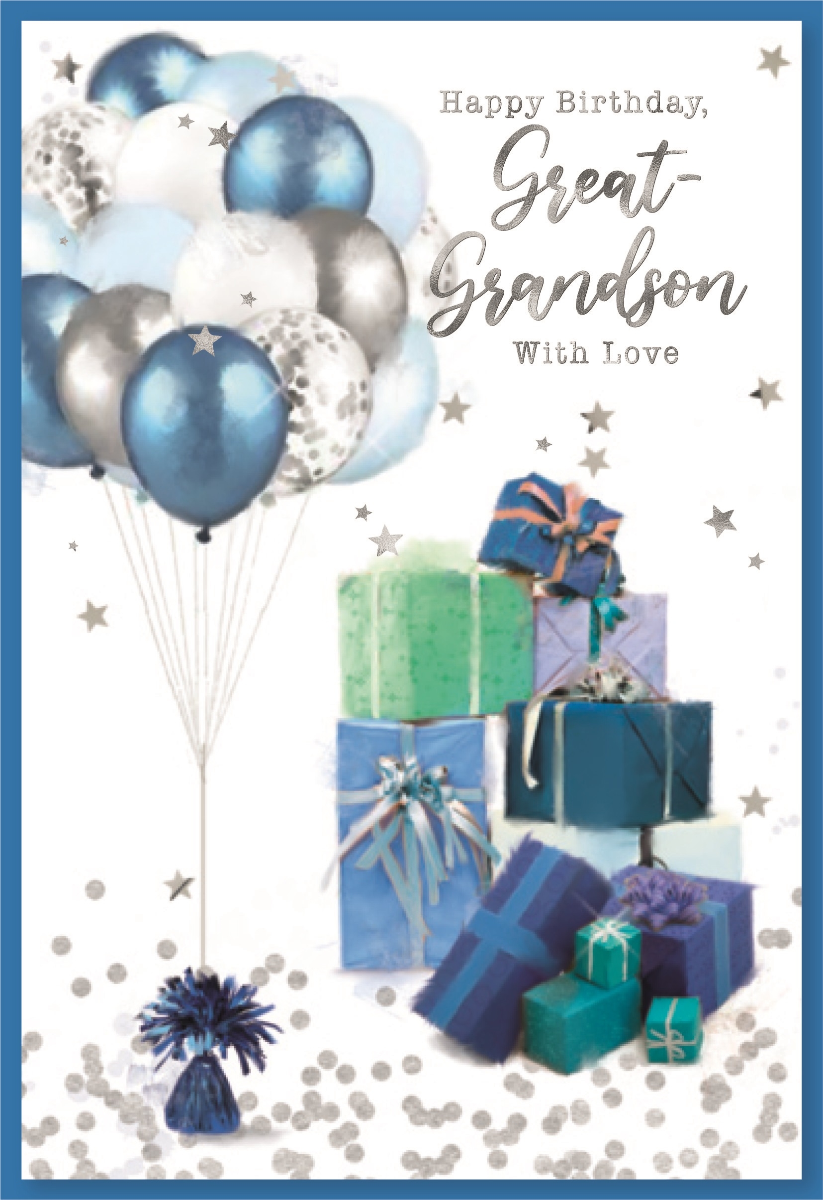 BIRTHDAY CARDS,Great Grandson 6`s Presents & Balloons