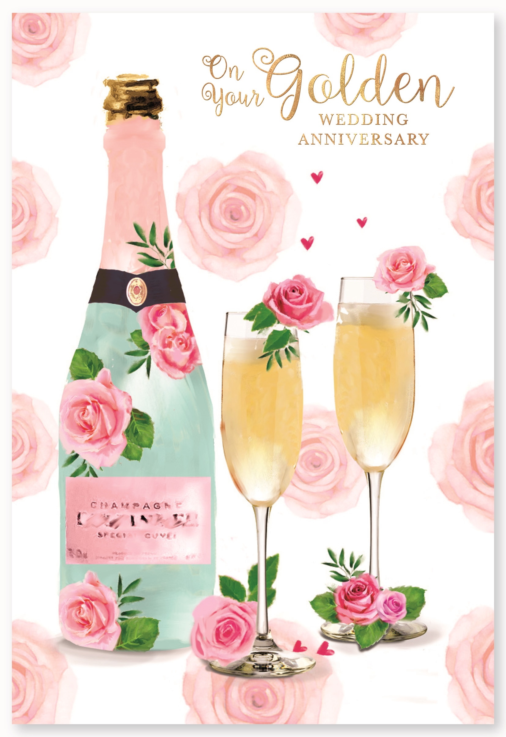 ANNIVERSARY CARDS,Your Golden 6`s Champagne & Flutes