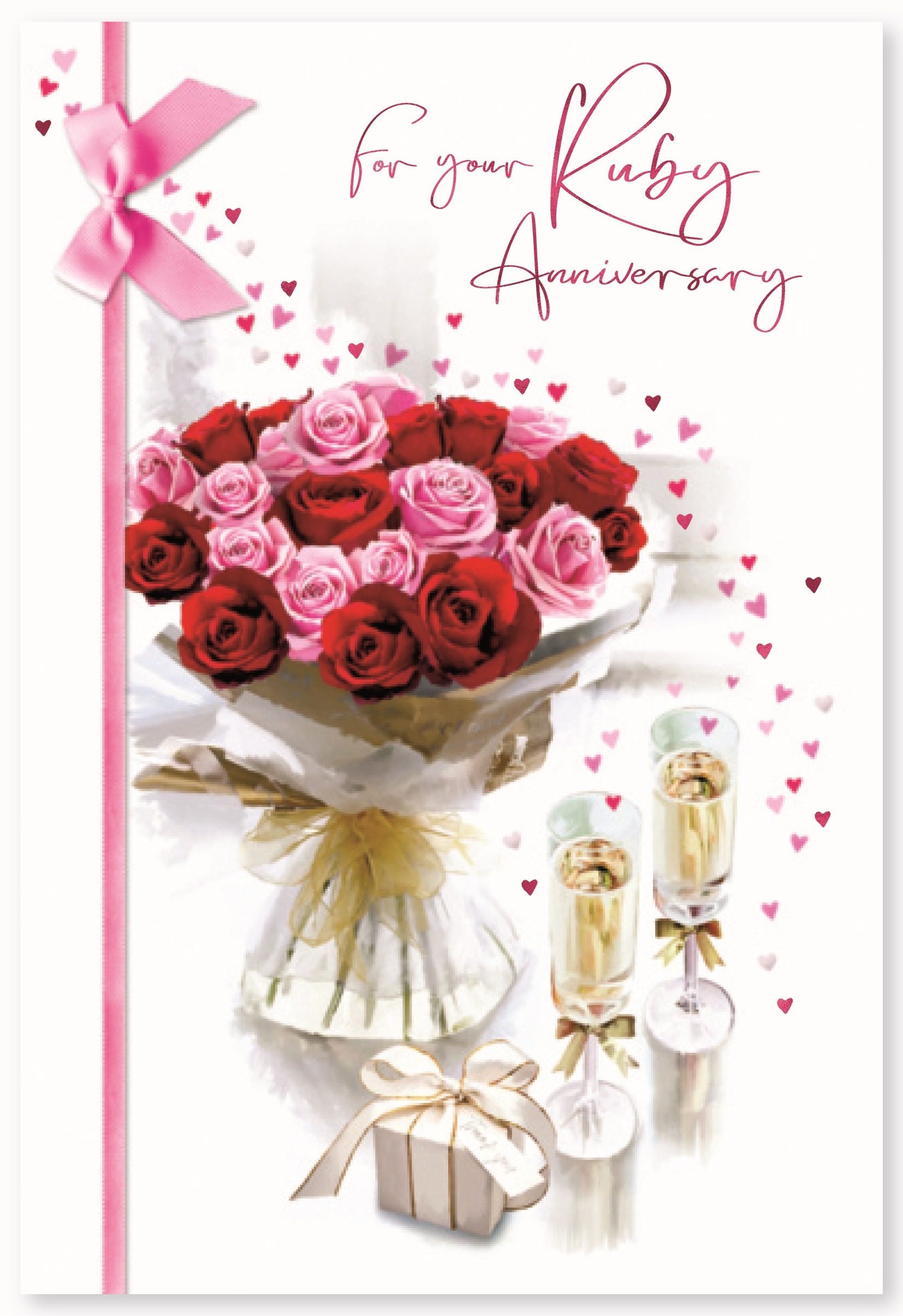 ANNIVERSARY CARDS,Your Ruby 6`s Roses & Bubbly