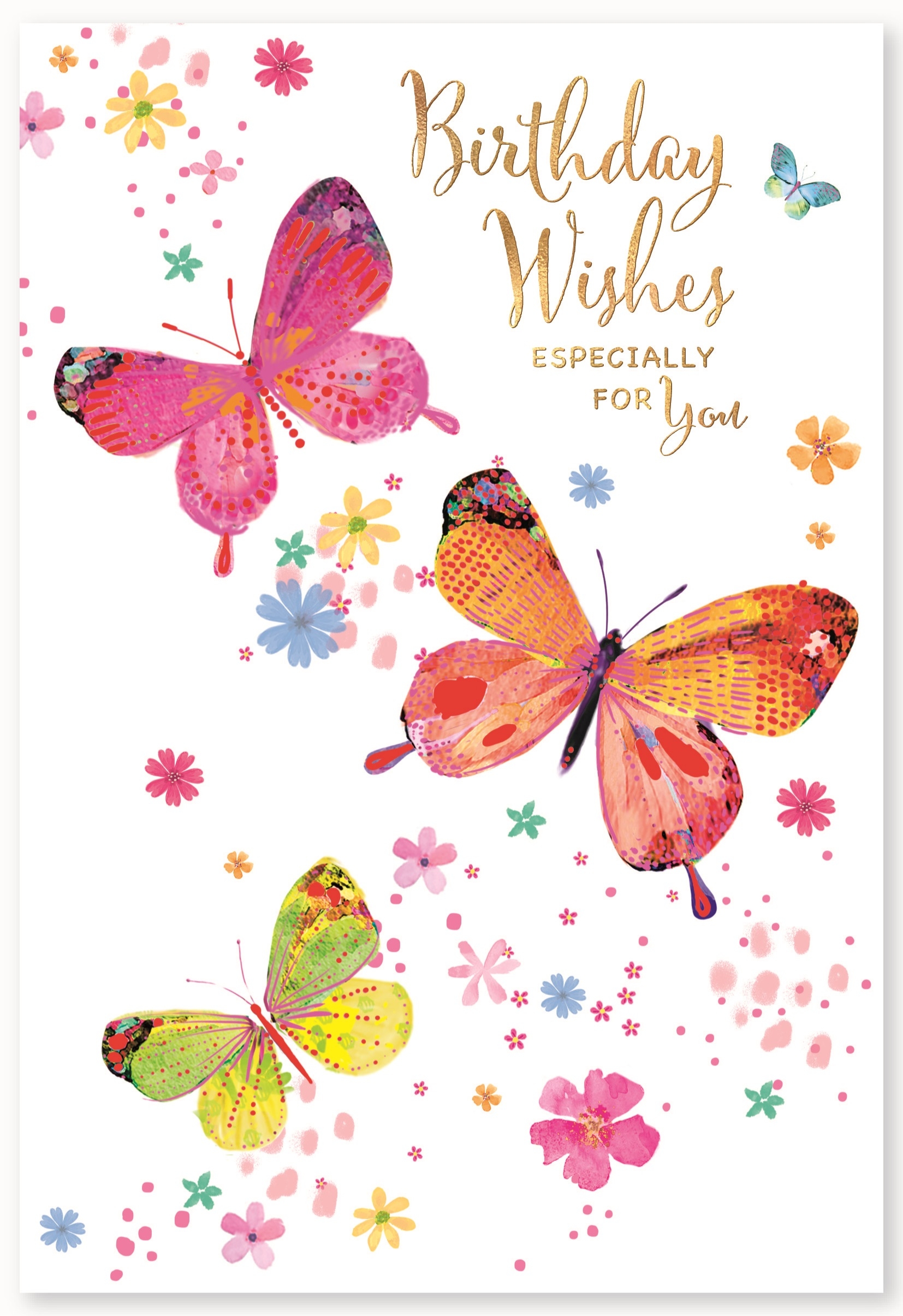 BIRTHDAY CARDS,6`s Foil Floral Butterflies