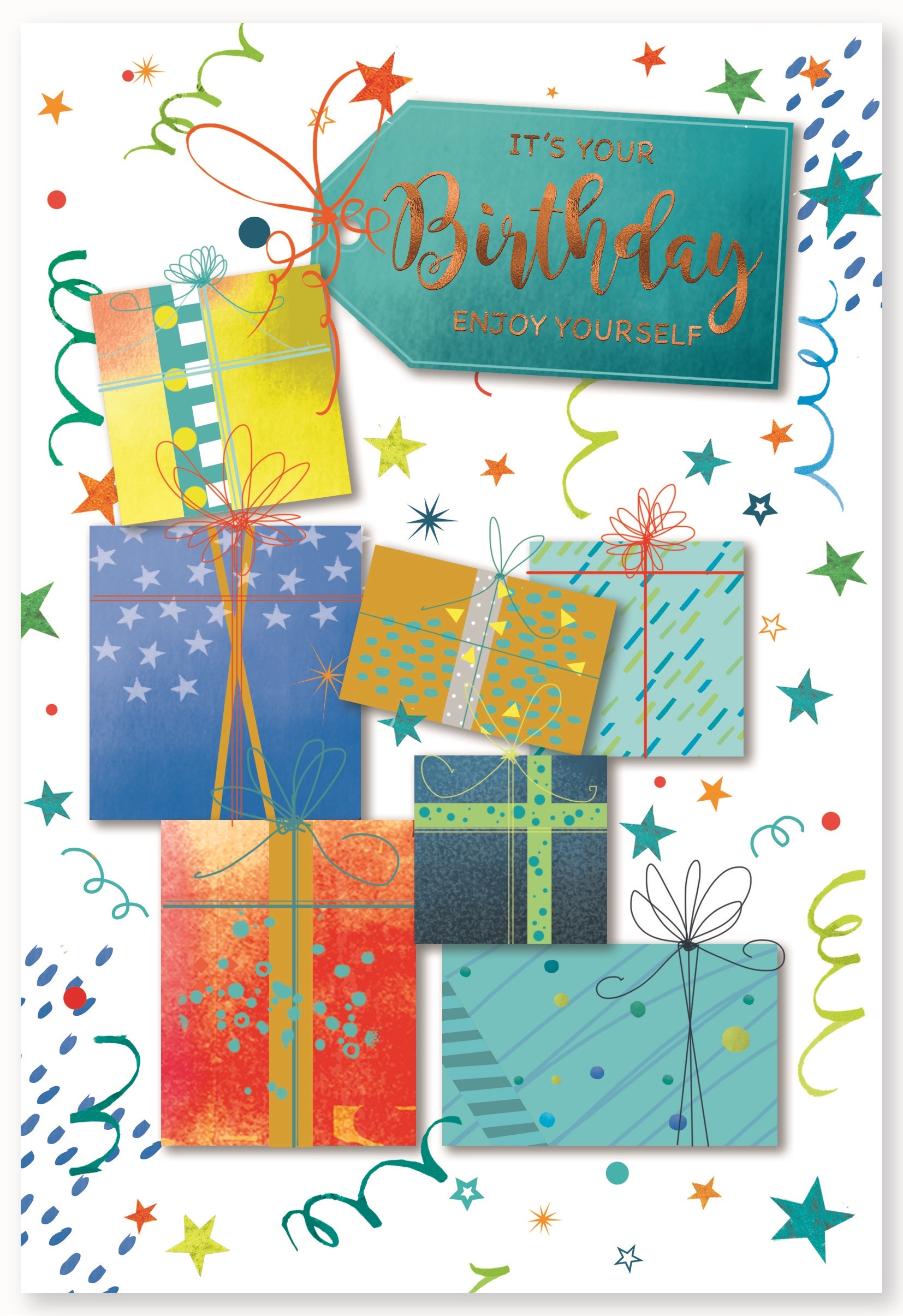 BIRTHDAY CARDS,6`s Foil Presents & Streamers