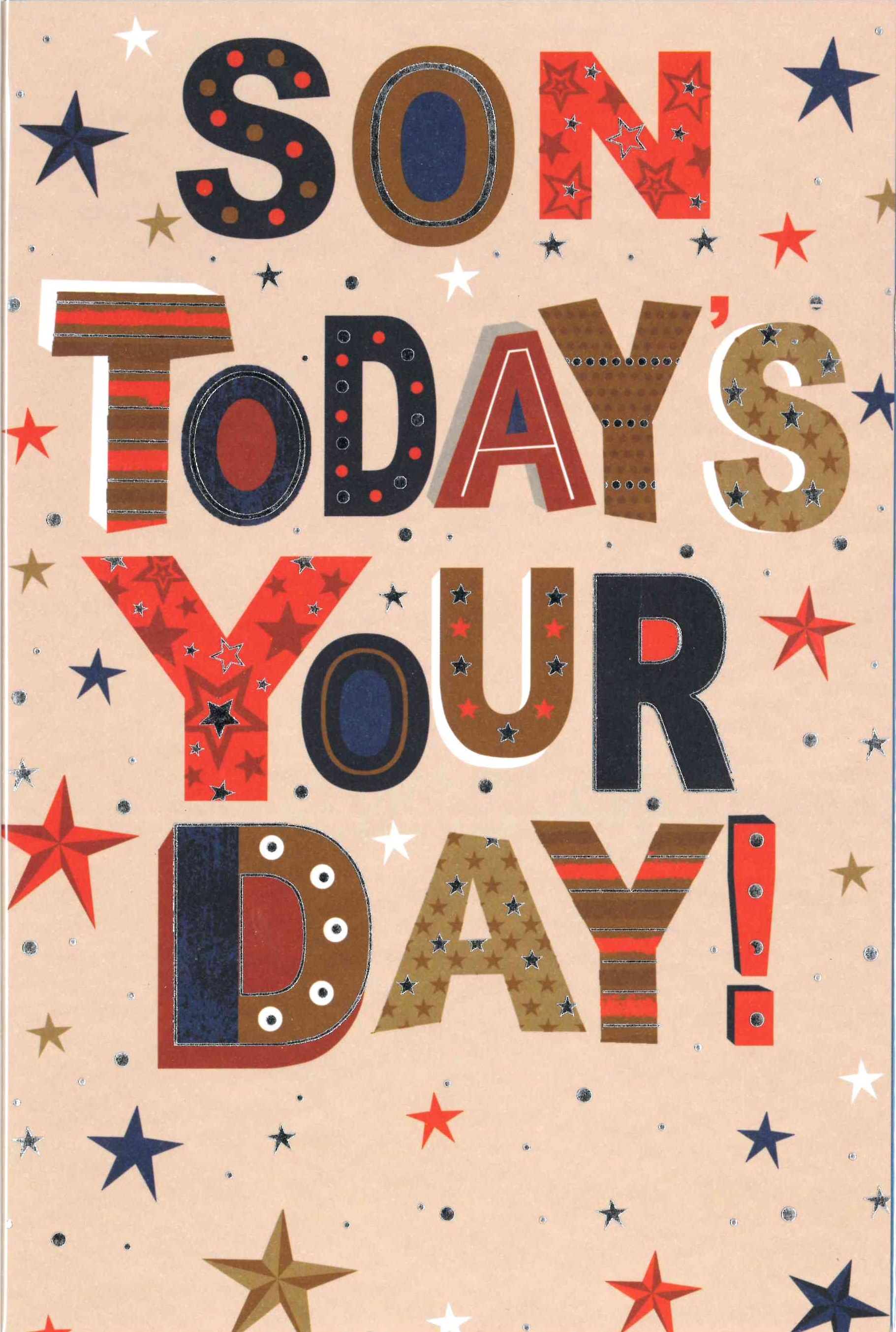 BIRTHDAY CARDS,Son 6`s Text & Stars