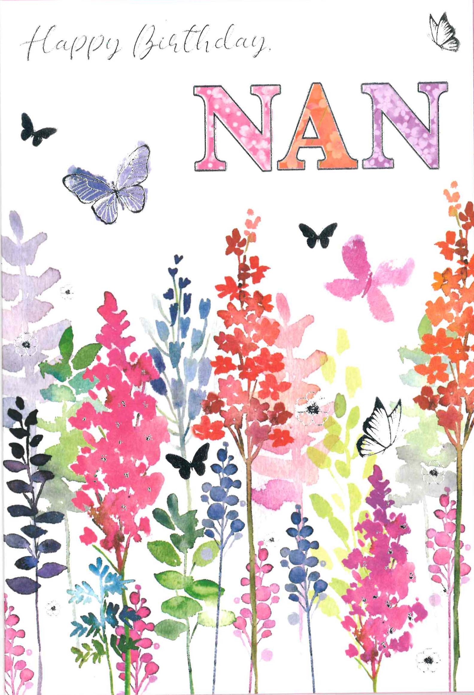 BIRTHDAY CARDS,Nan 6`s Floral Butterflies