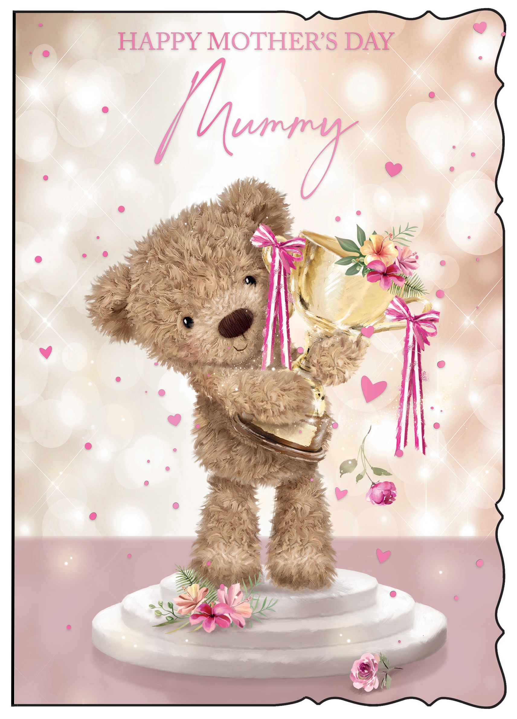 MOTHER`S DAY CARDS,Mummy 6`s Teddy & Trophy