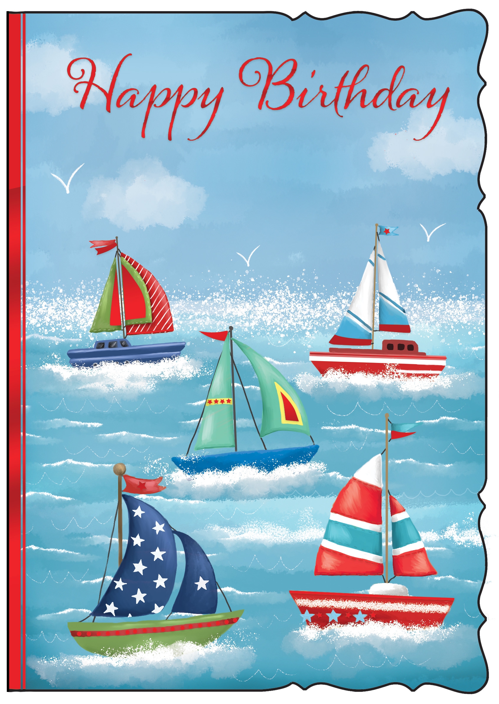 BIRTHDAY CARDS,6`s Sailing Boats