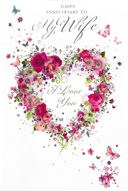 ANNIVERSARY CARDS,Wife 6`s Heart Wreath