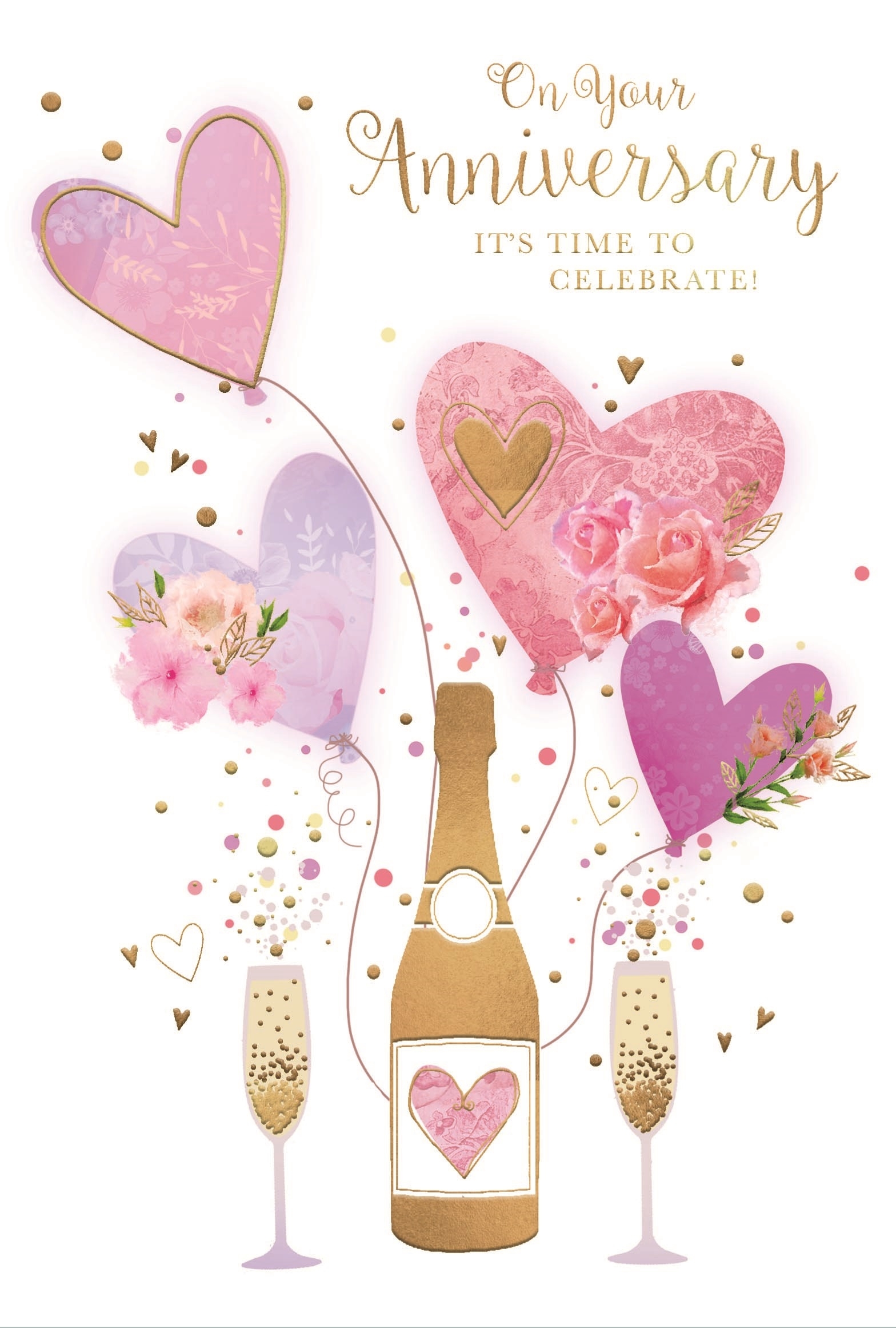 ANNIVERSARY CARDS,Your 6`s Bubbly & Heart Balloons