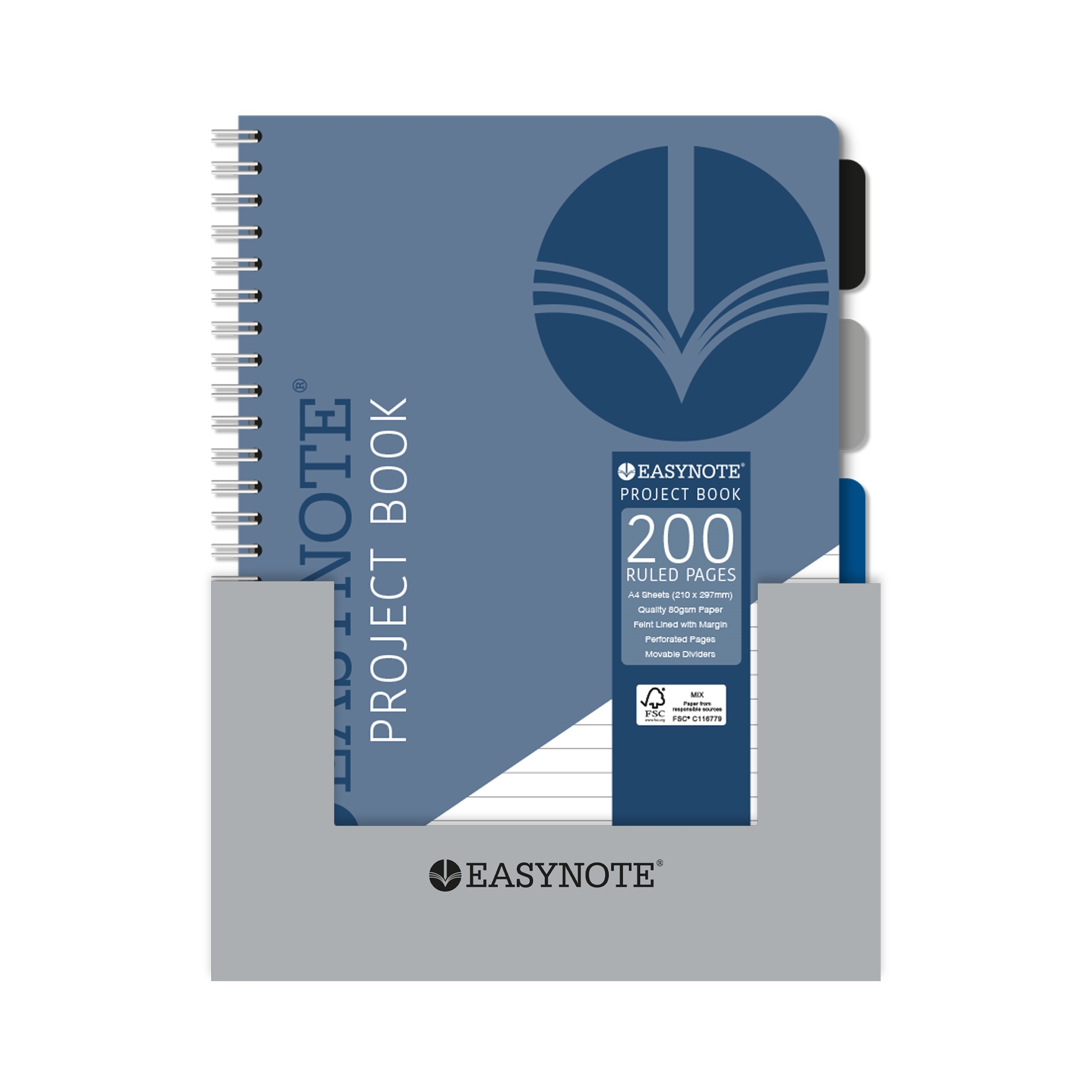 PROJECT BOOK,Easynote,A4 Twin Wire Classic Colours 200pg [Splittable]