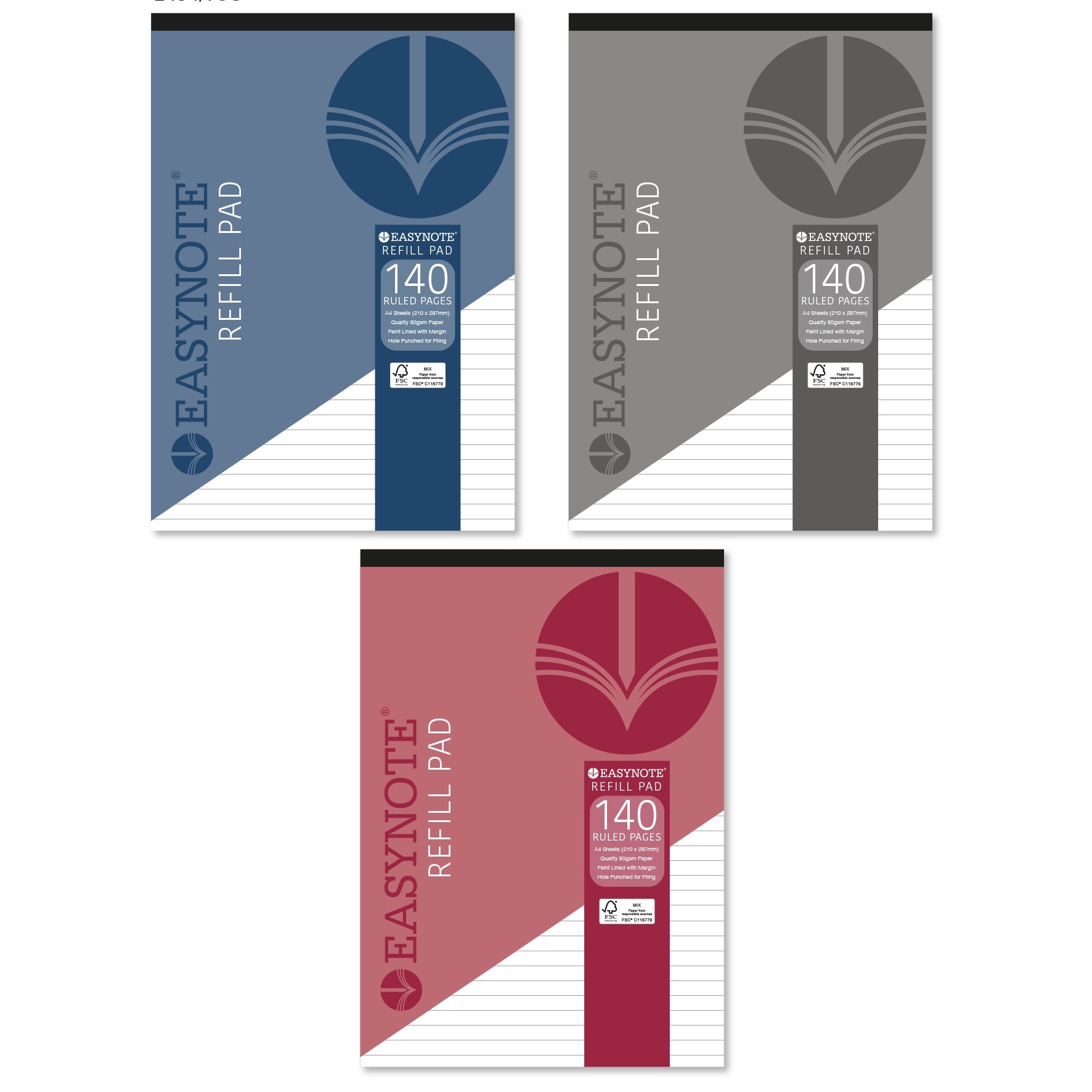 REFILL PAD,Easynote,A4 Classic Colours 140pg [Packs Only]