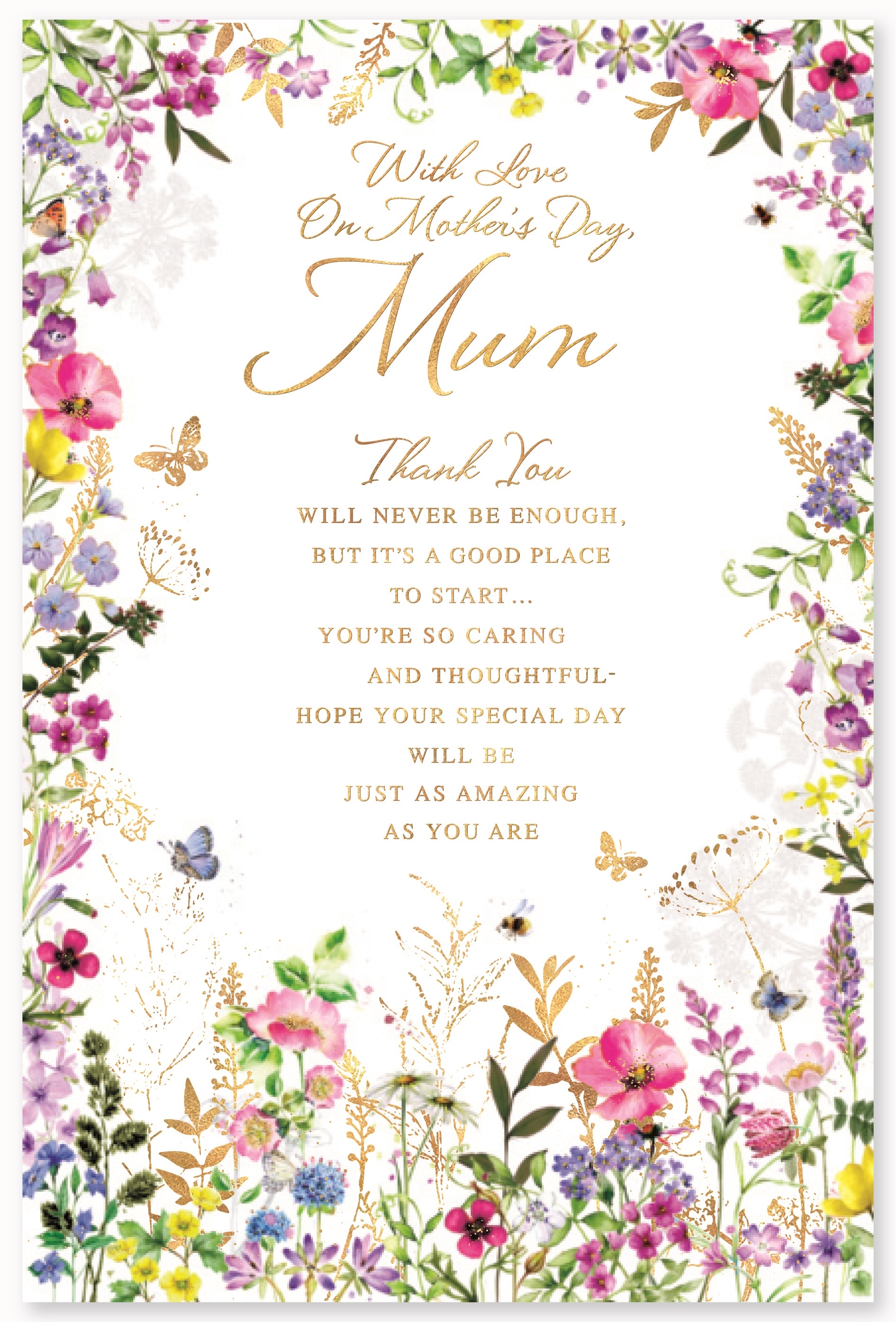 MOTHER`S DAY CARDS,Mum 6`s Wild Flowers & Verse