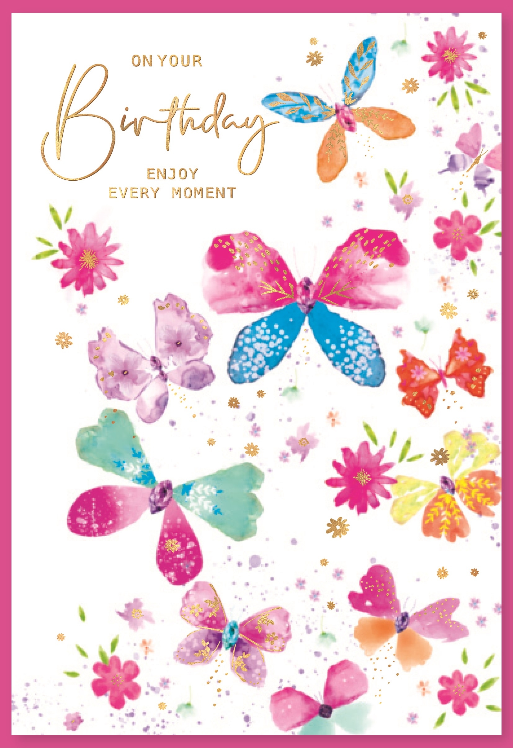 BIRTHDAY CARDS,6`s Floral Butterflies