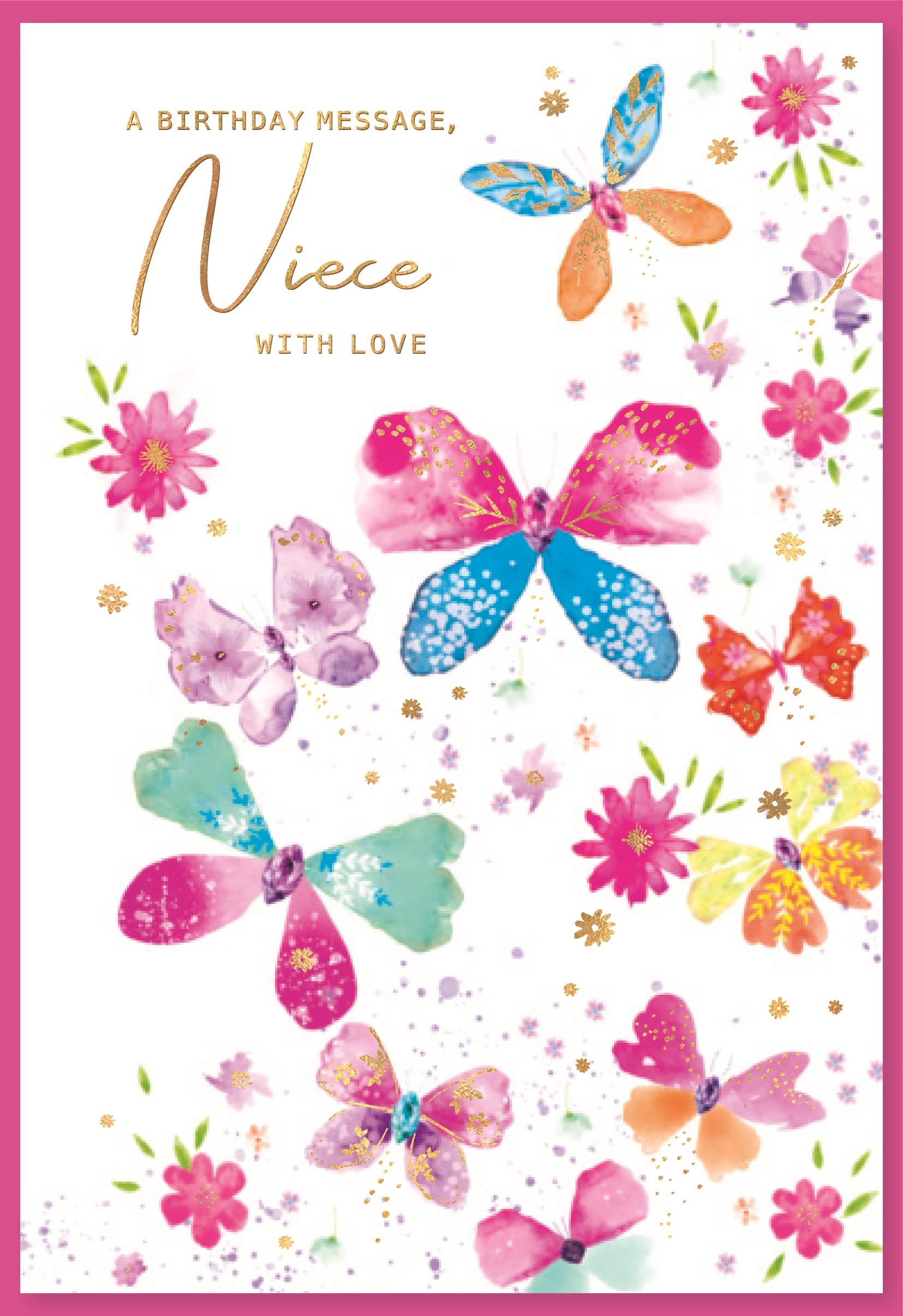 BIRTHDAY CARDS,Niece 6`s Floral Butterflies