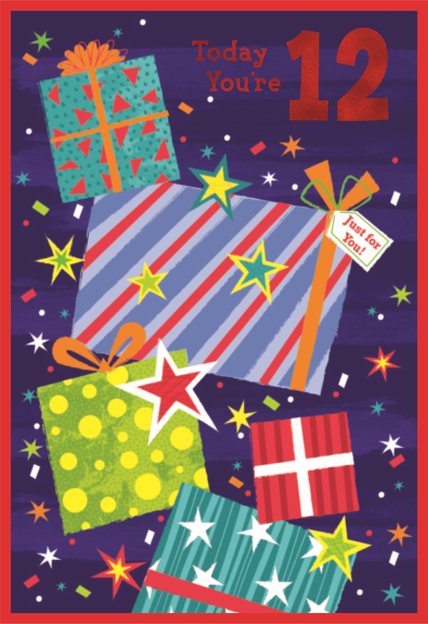 AGE 12 CARDS,Male 6`s Presents & Stars