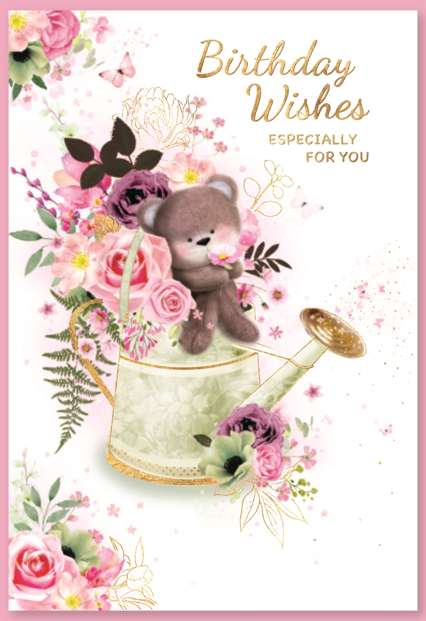 BIRTHDAY CARDS,6`s Floral Vase & Bear