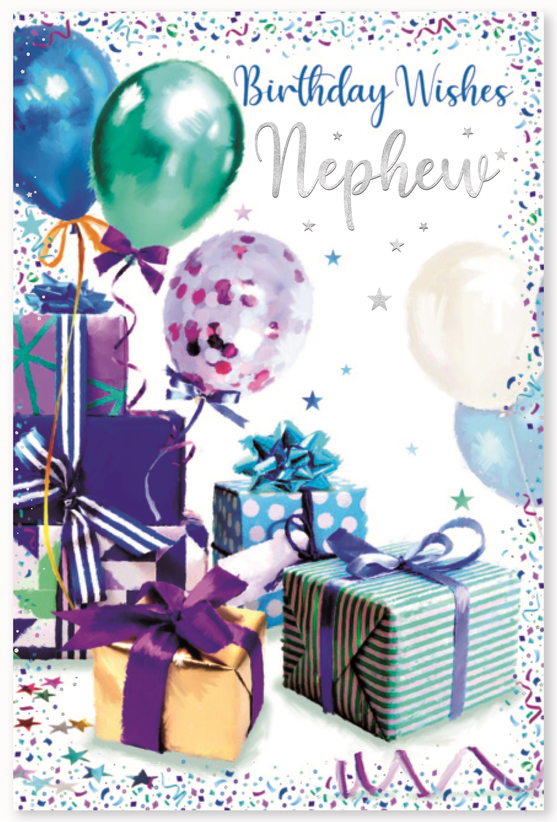 BIRTHDAY CARDS,Nephew 6`s Assorted Balloons & Presents