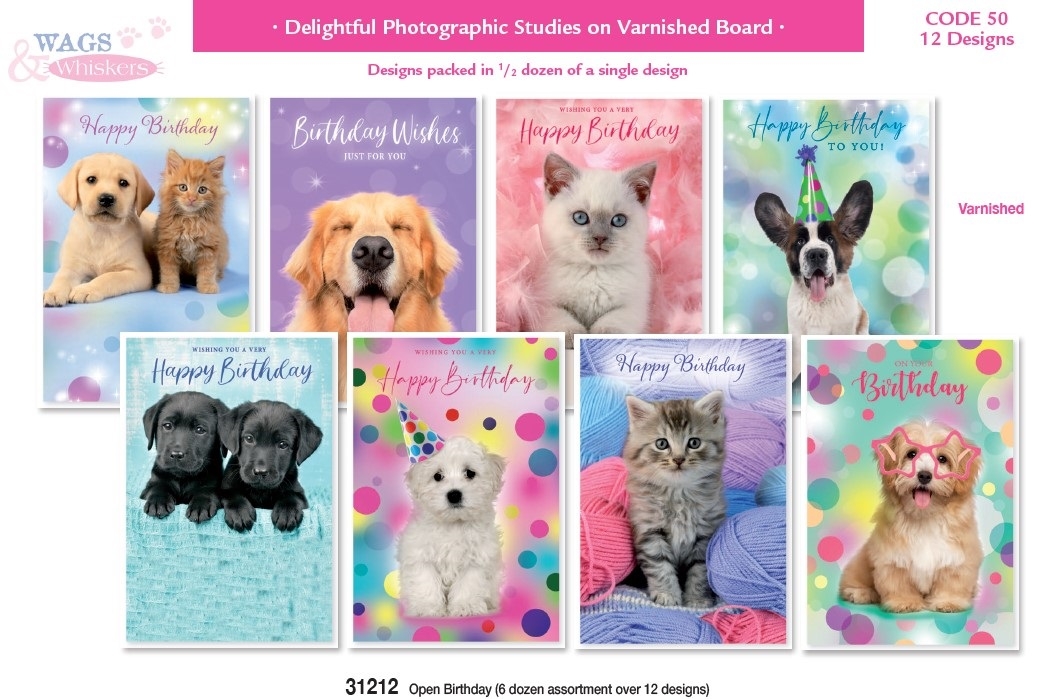 BIRTHDAY CARDS,72`s Wags & Whiskers