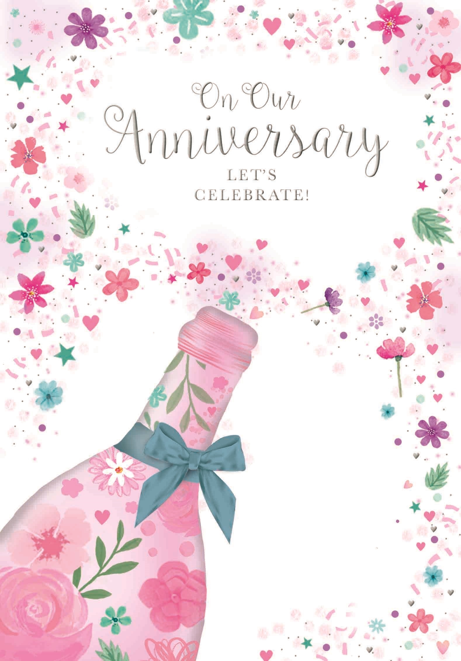 ANNIVERSARY CARDS,Our 6`s Floral Bottle