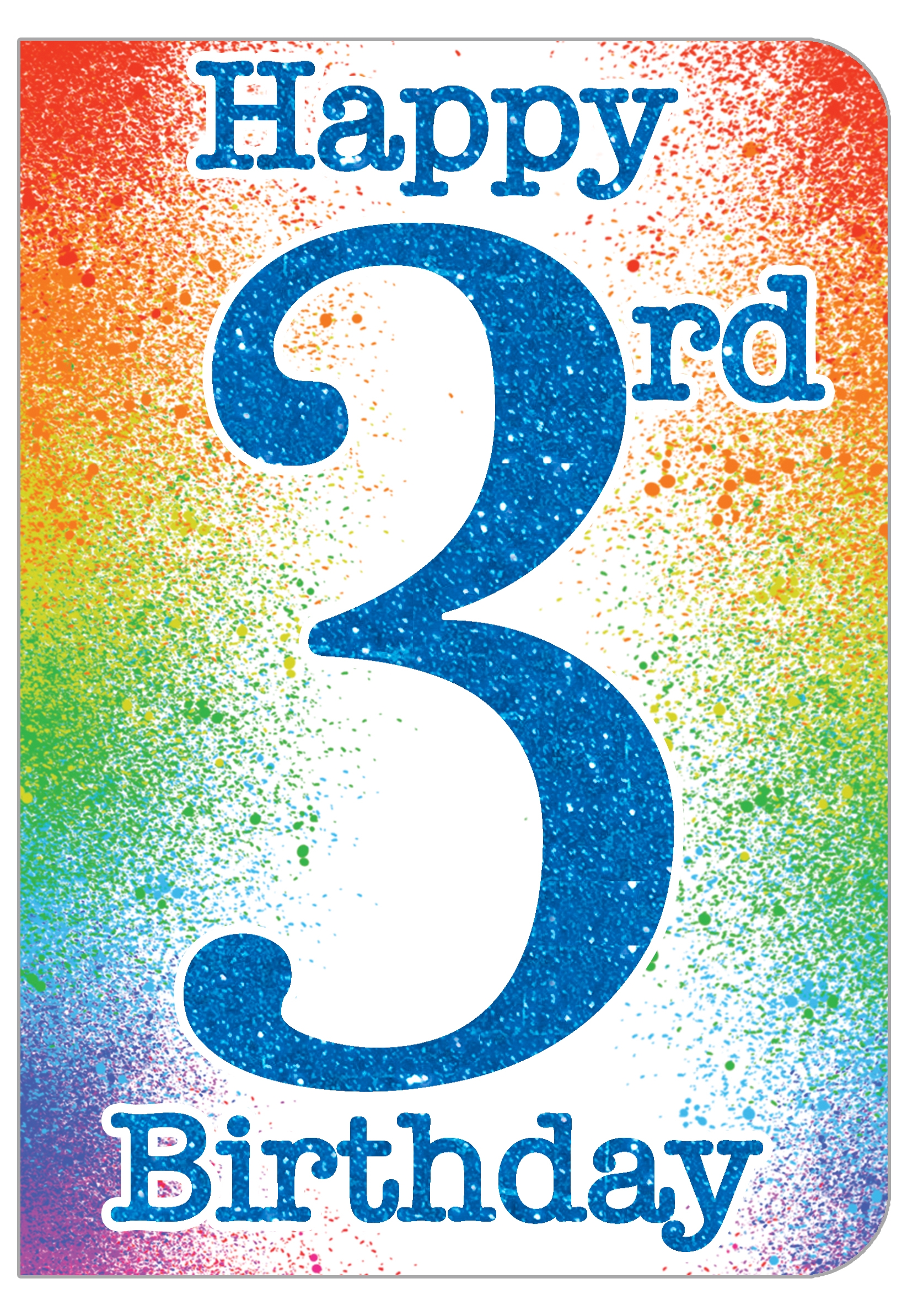 AGE 3 CARDS,Male 6`s Rainbow GlitterText