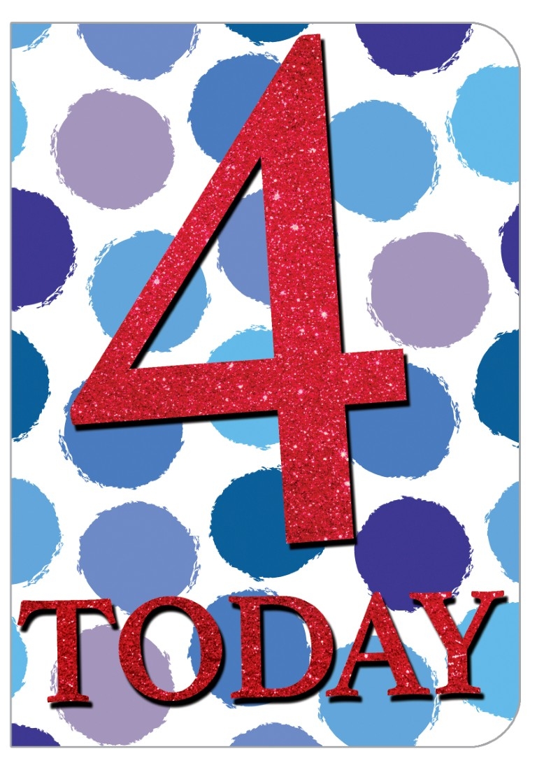 AGE 4 CARDS,Male 6`s Dots & GlitterText