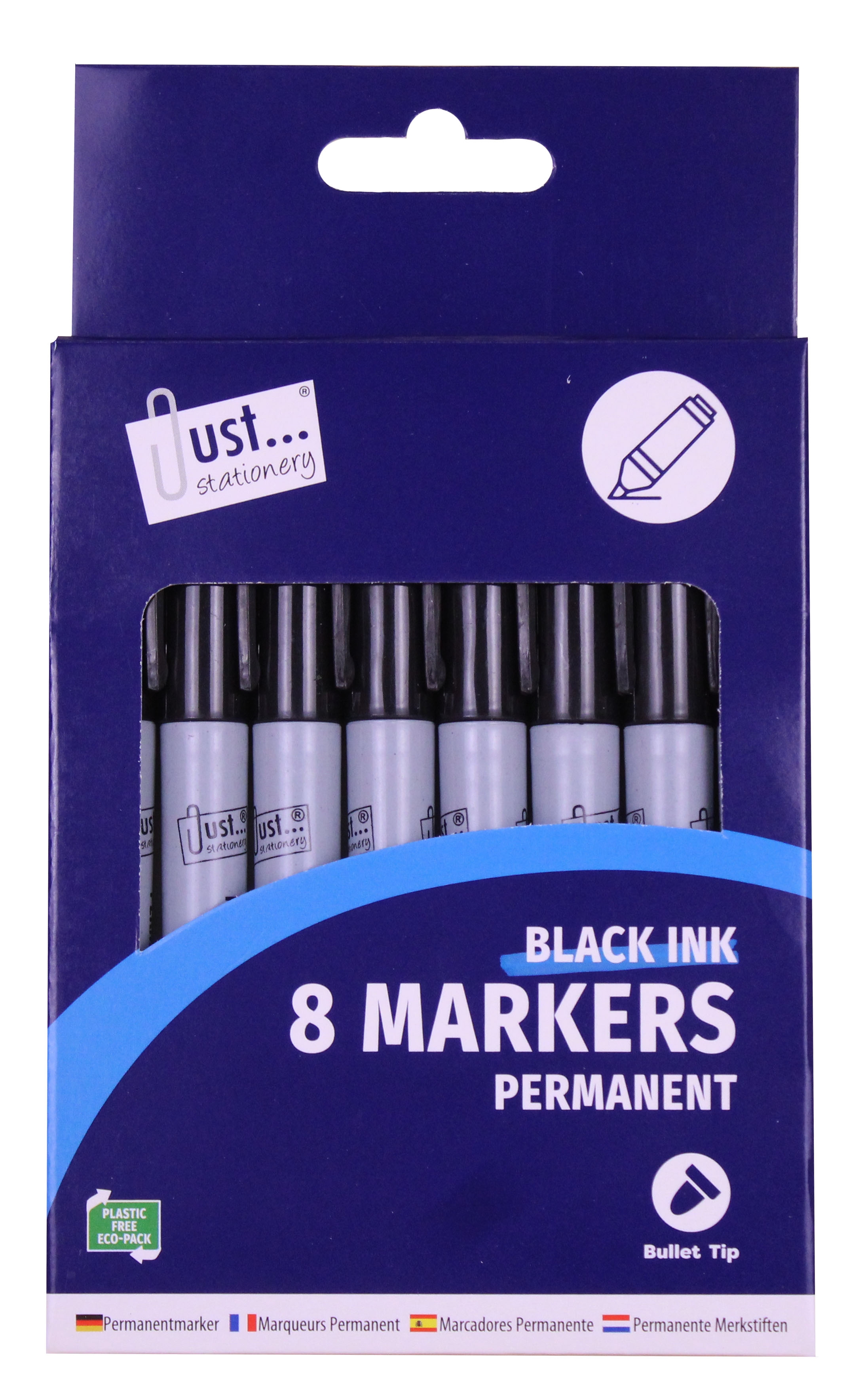 PERMANENT MARKER,Fine Bullet Tip,8`s Black I/cd [Packs Only]