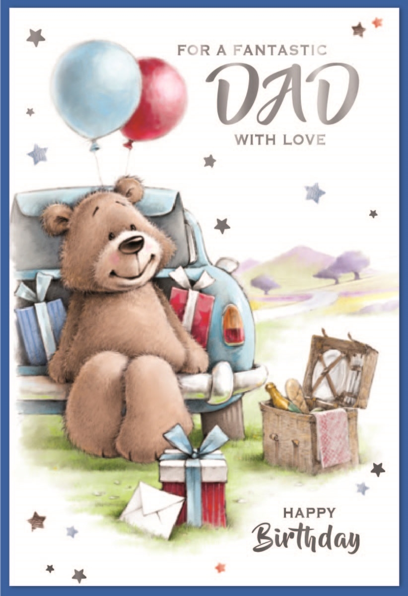 BIRTHDAY CARDS,Dad 6`s Bear & Picnic Basket