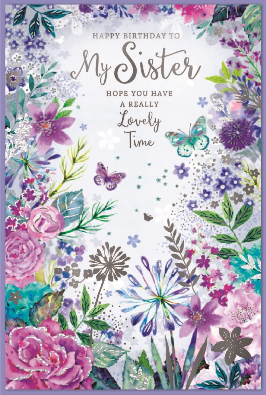 BIRTHDAY CARDS,Sister 6`s Floral Butterflies