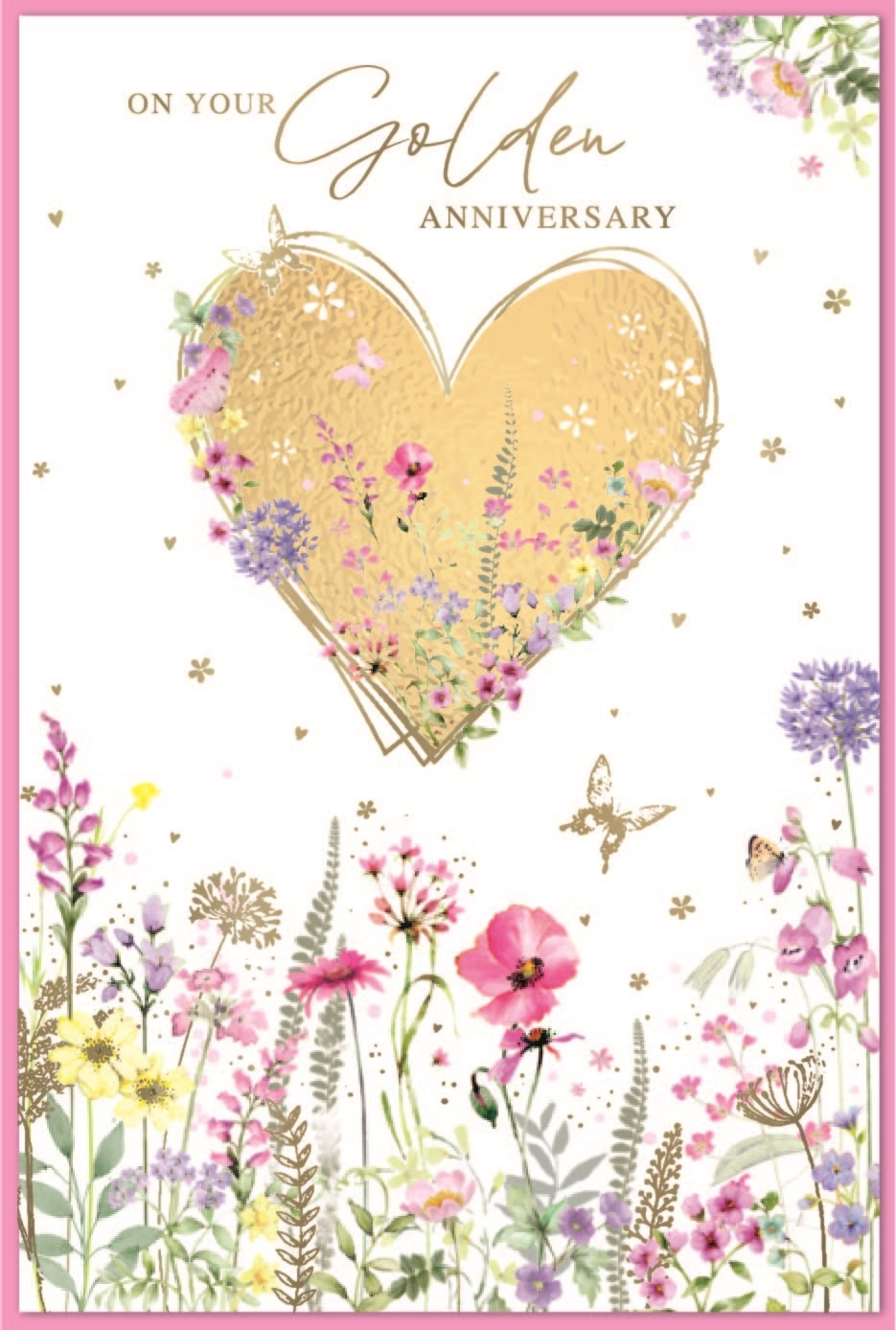 ANNIVERSARY CARDS,Your Golden 6`s Wild Flowers & Heart