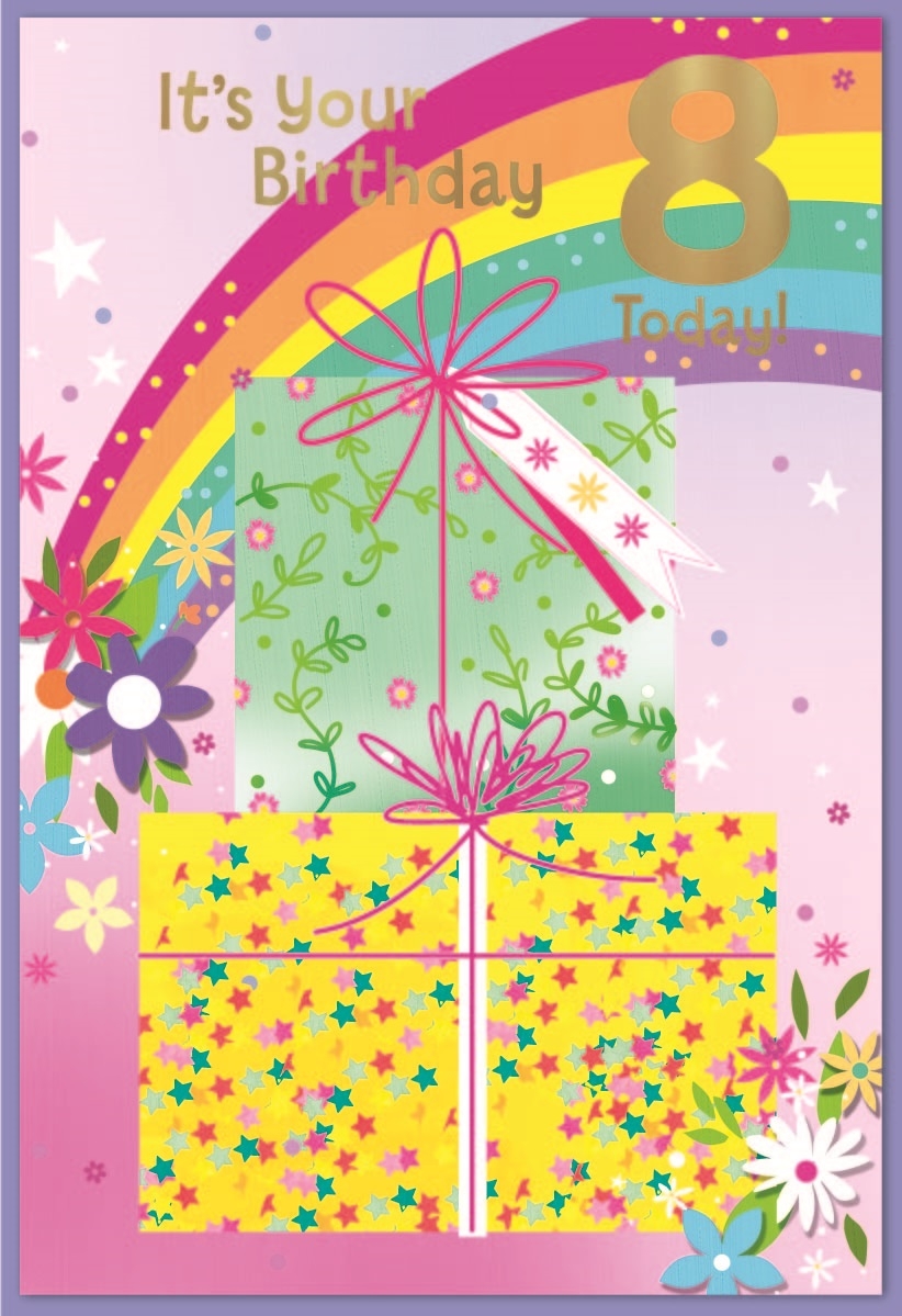 AGE 8 CARDS,Female 6`s Presents & Rainbow
