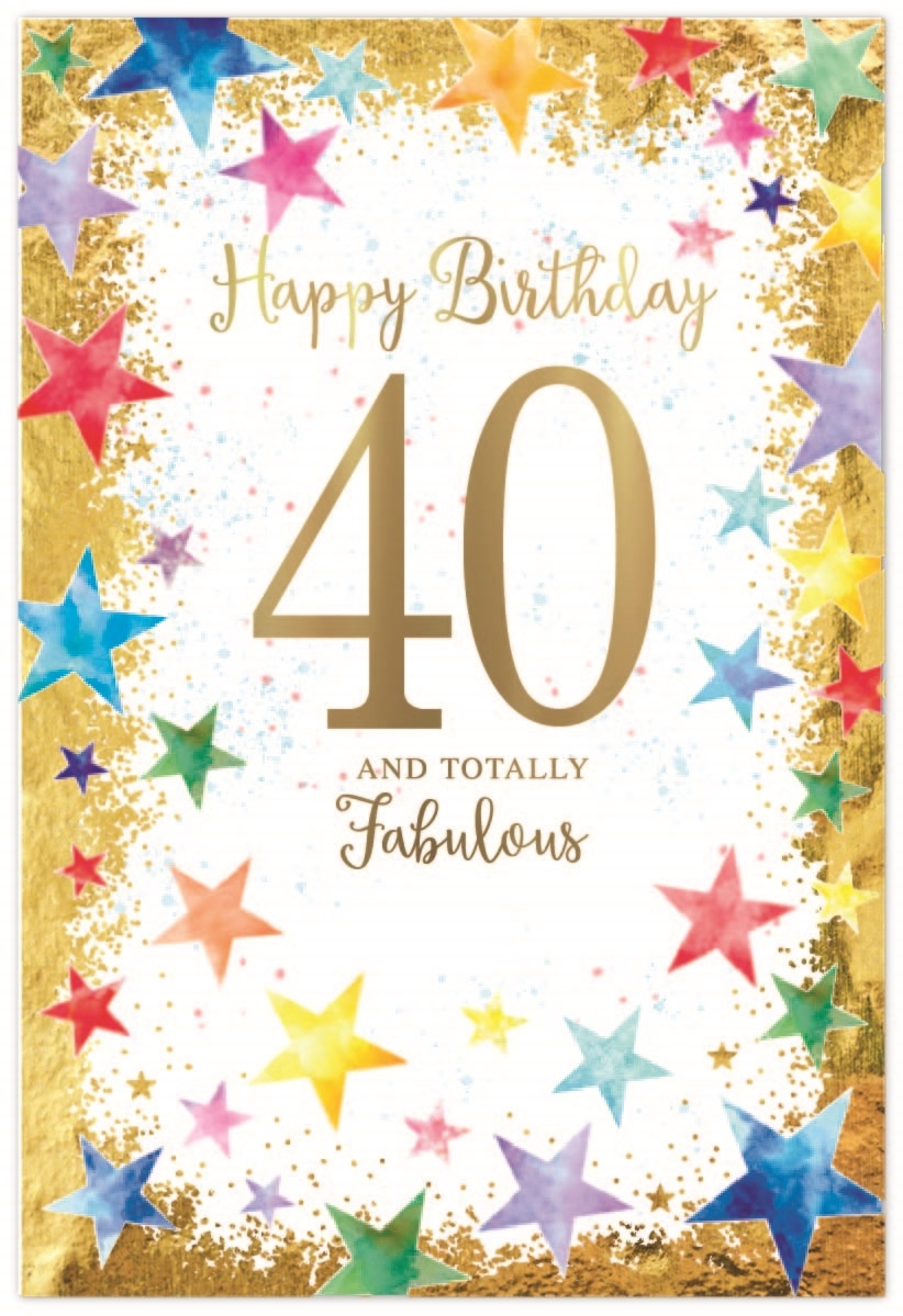 AGE 40 CARDS,Male 6`s Stars & Text