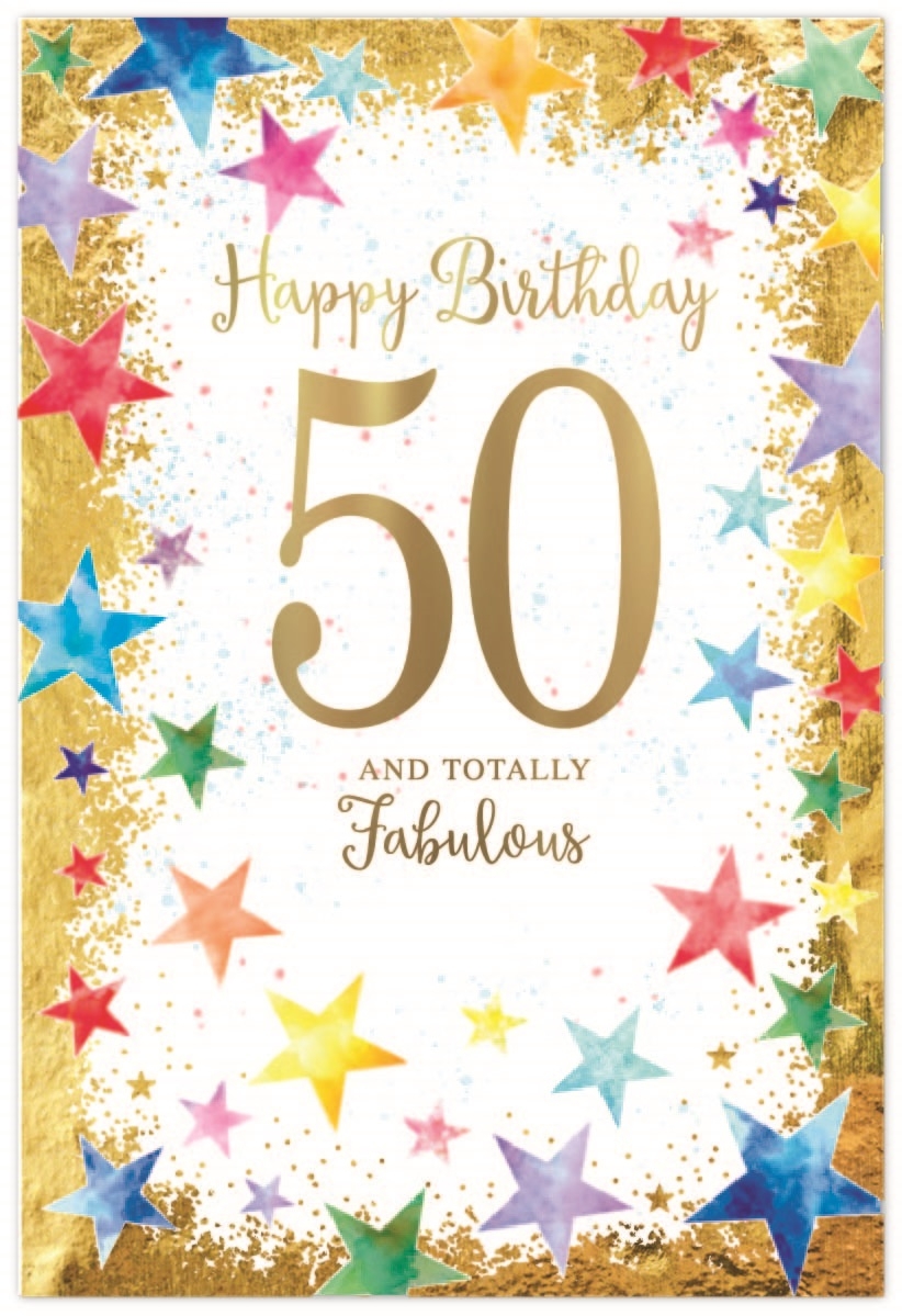 AGE 50 CARDS,Male 6`s Stars & Text