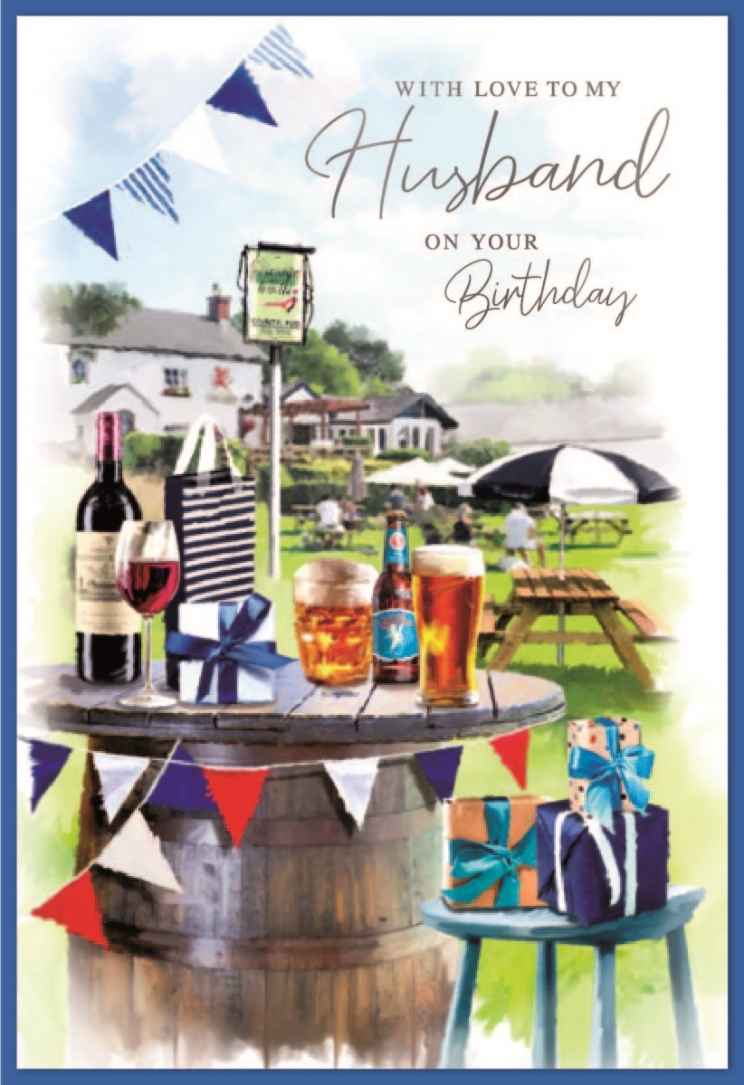 BIRTHDAY CARDS,Husband 6`s Pub Garden