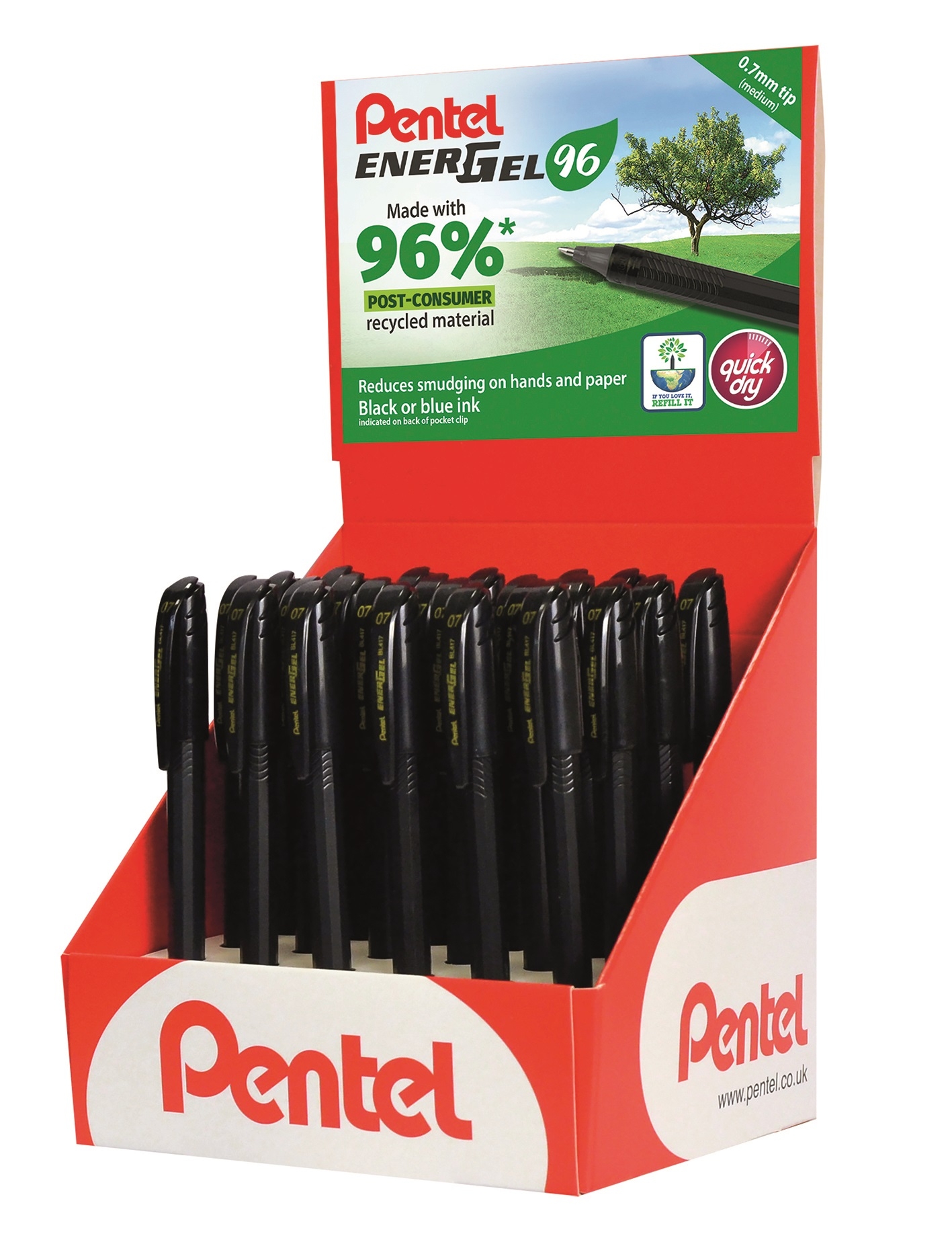 ROLLERBALL PEN,Energel Recycled CDU (Pentel) [Packs Only]
